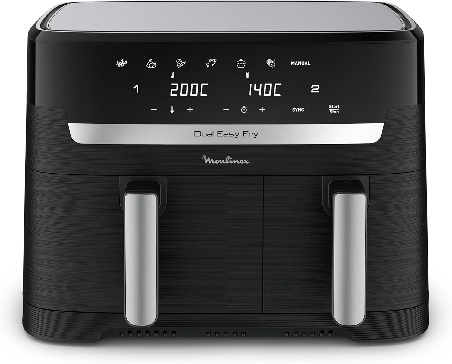 Detalle de Moulinex Easy Fry Essential inox, 8,3 L – Air Fryer double tiroir & 7 programmes intuitifs