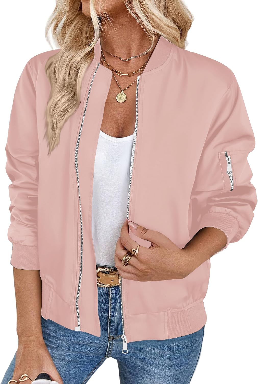 Detalle de Zeagoo Bomberjacke Damen Kurz Blouson