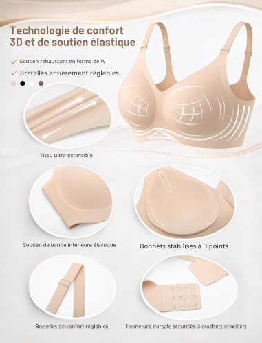 Thumbnail 4 de EIISSION Soutien-Gorge Sans Armature Push Up Rembourré - Brassière sans Coutures