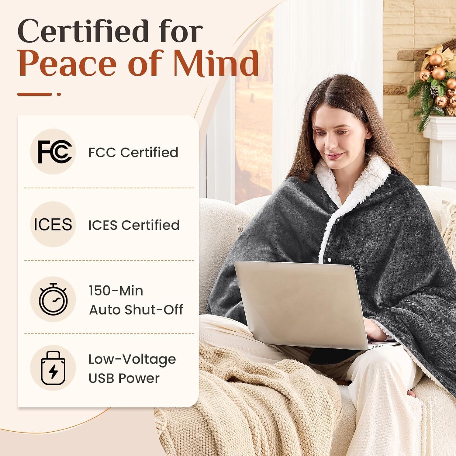Thumbnail 6 de JOLLYVOGUE DG-S USB Heated Wearable Blanket, 8 Heating Zones, 3 Heat Levels