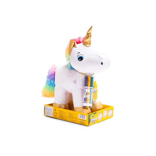 Detalle de CRAYOLA Colour Me Plush Unicorno: Peluche colorabile con 3 pennarelli lavabili, regalo creativo per bambini