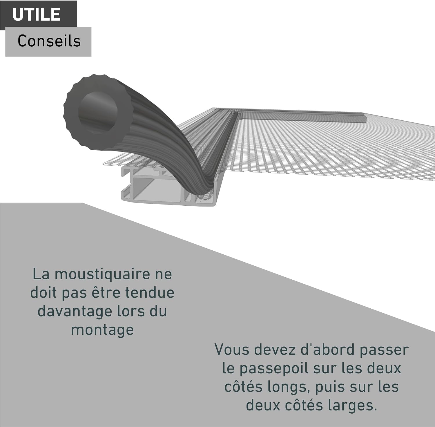 Detalle de Windhager03626 Bourrelet & Outil – Moustiquaire Keder Cordon en caoutchouc Ø 5 mm x 5 m, Noir
