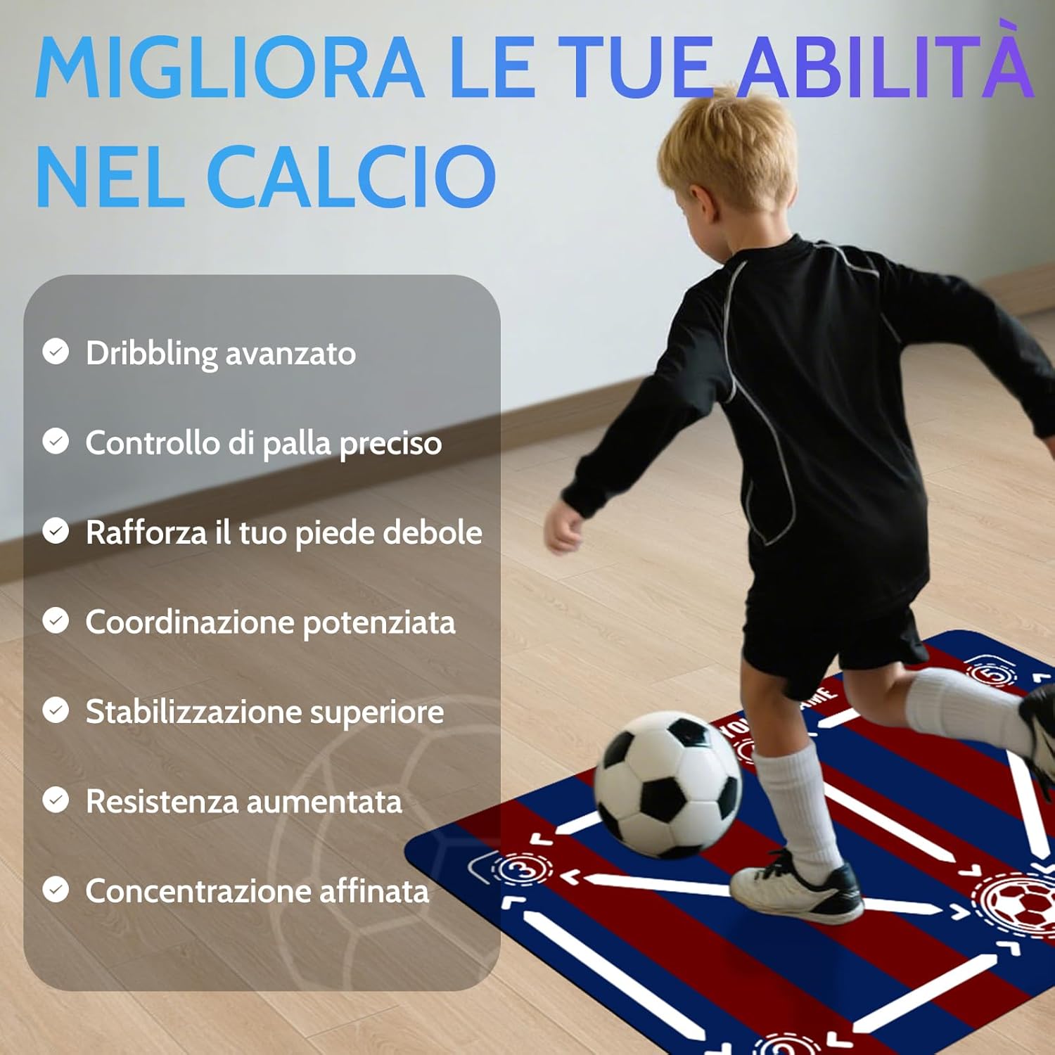 Detalle de Tappeto Calcio Allenamento con Soccer Bungee Trainer – kit completo 90 x 60 cm per agilità e controllo