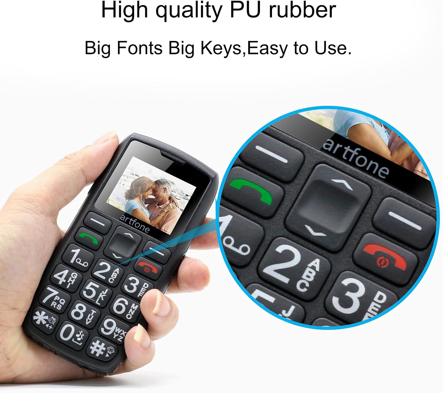 Thumbnail 6 de artfone Seniorenhandy ohne Vertrag mit Ladestation – 4G Handy für Senioren mit Großtasten, 1,77" Farbdisplay und SOS-Taste
