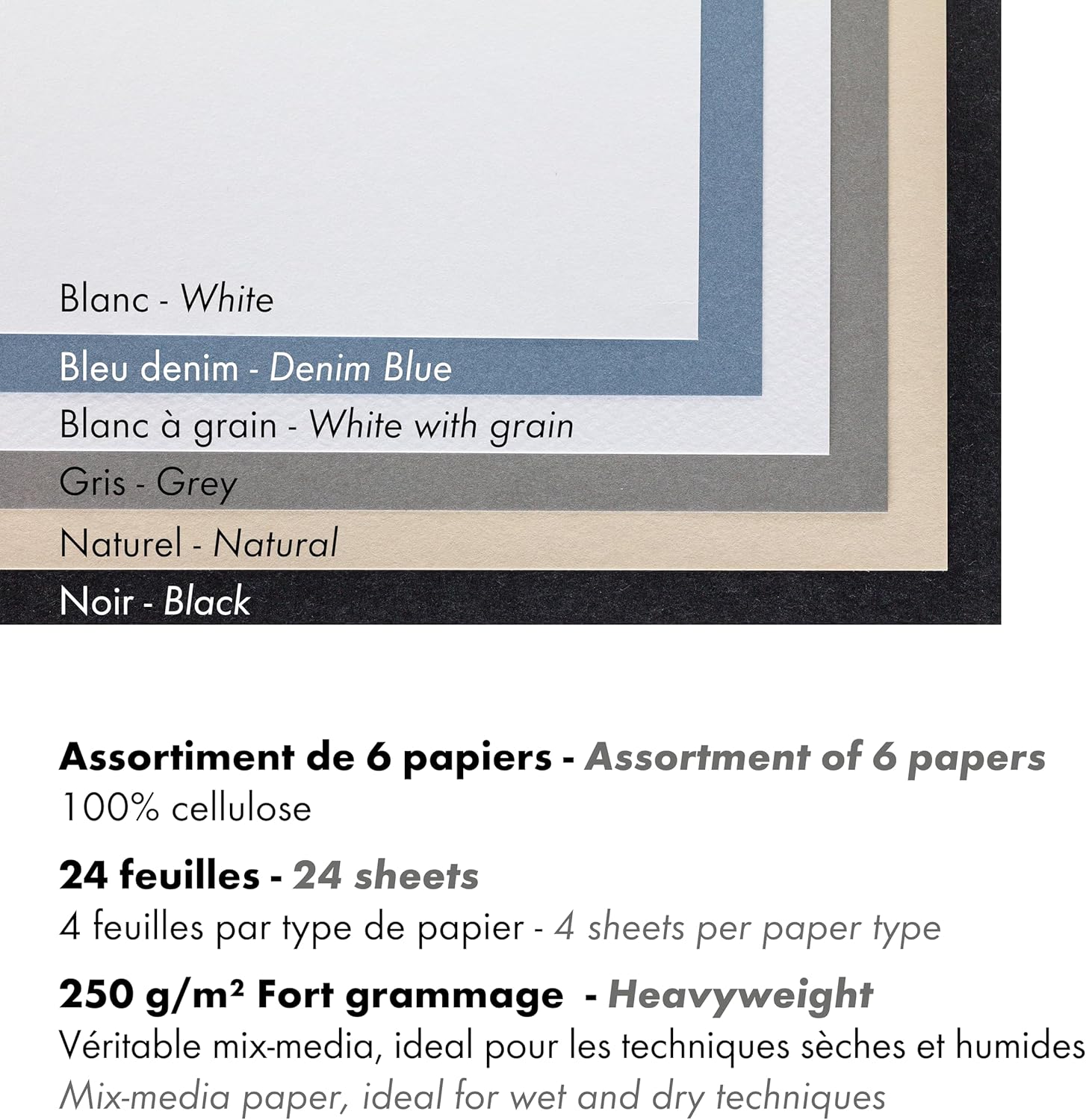 Thumbnail 2 de Clairefontaine 975412C Blocco collato PaintON – 24 fogli A2 multi-tecnica, colori assortiti