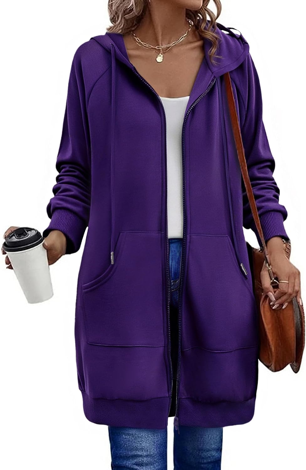 Detalle de Zeagoo Women's Zip Up Hoodie Oversized Fleece 2025