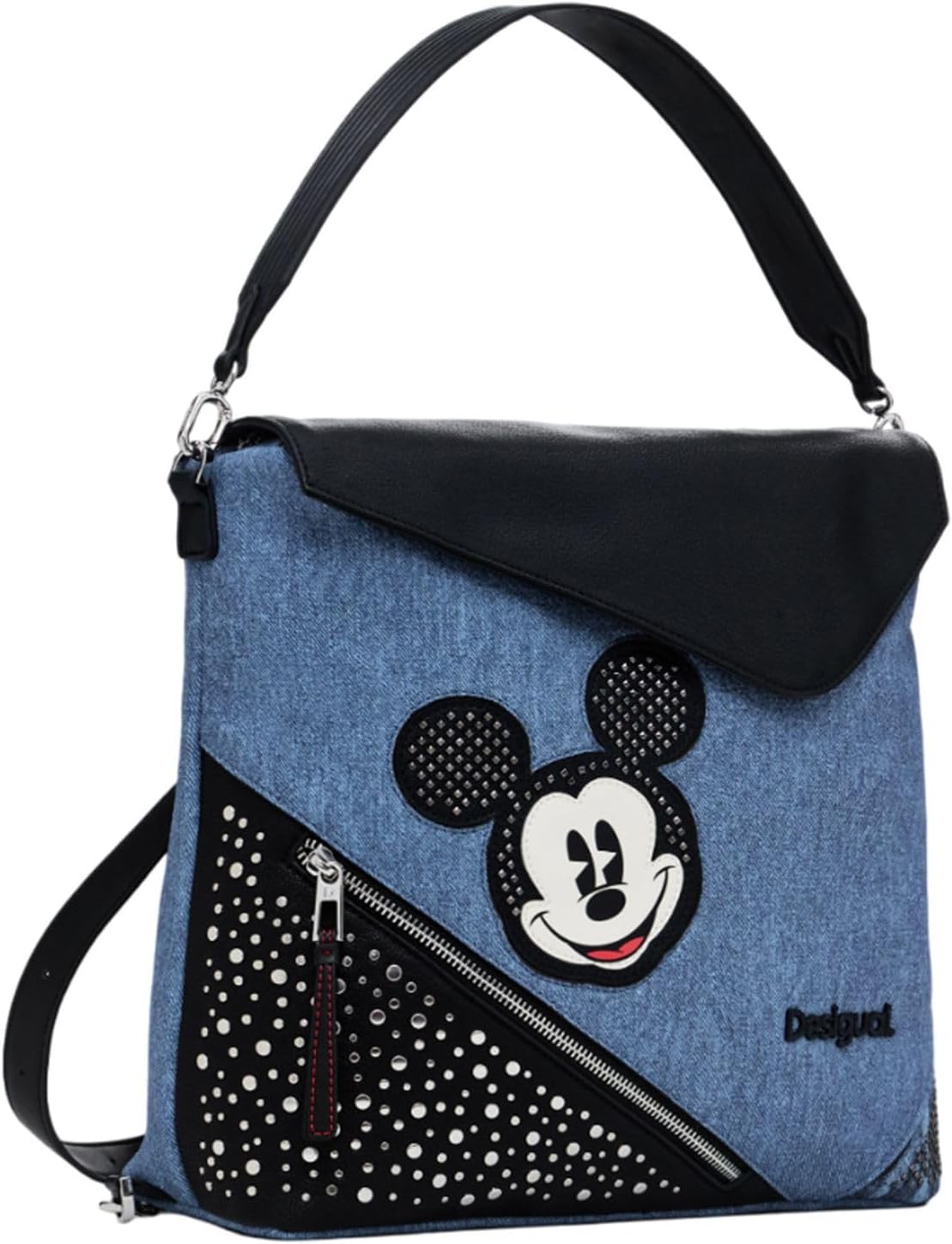 Detalle 2 de Desigual Accessories Pu Backpack Big – vielseitiger Rucksack mit Denim-Look und Mickey-Maus Motiv