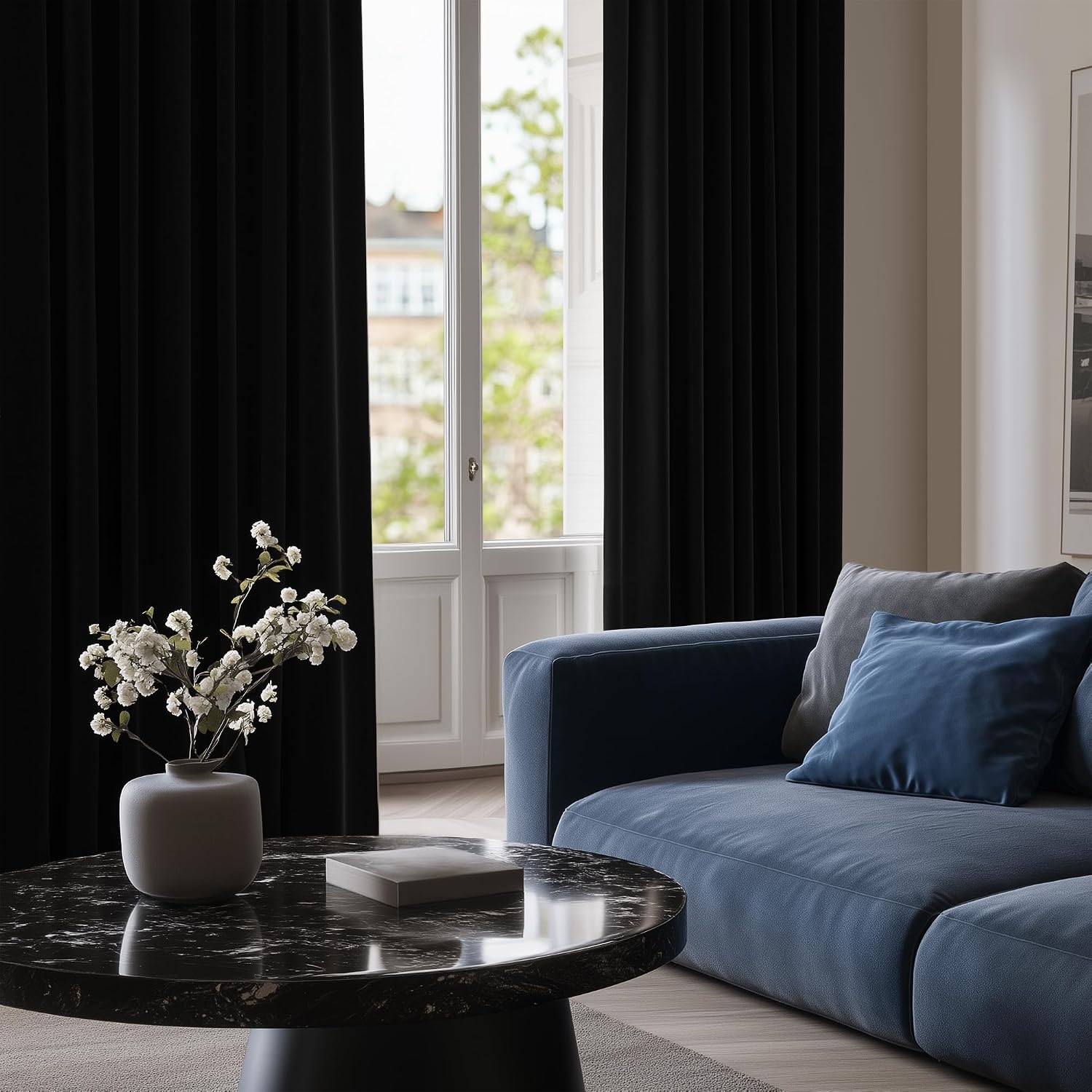 Detalle 2 de Deconovo CT15733 Blackout Curtain, 52W x 84L, Black Polyester, Grommet Top