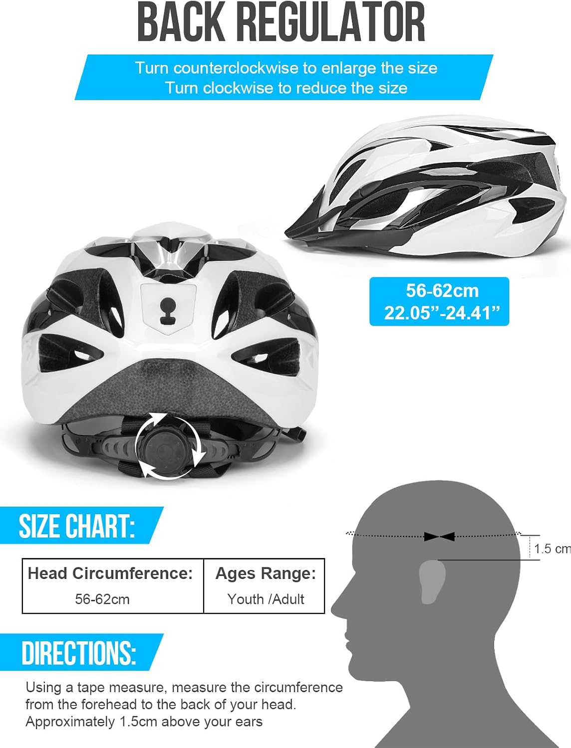 Thumbnail 5 de Bike Helmet for Men Women with Light 58–62cm