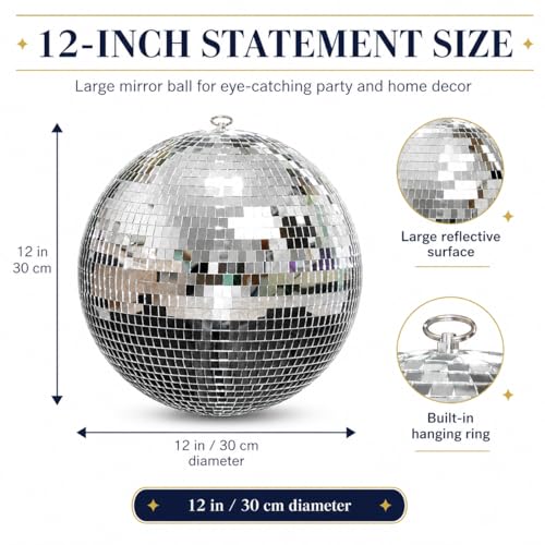 Detalle de Youdepot 30 cm Discokugel mit Spiegelmosaik zum Aufhängen