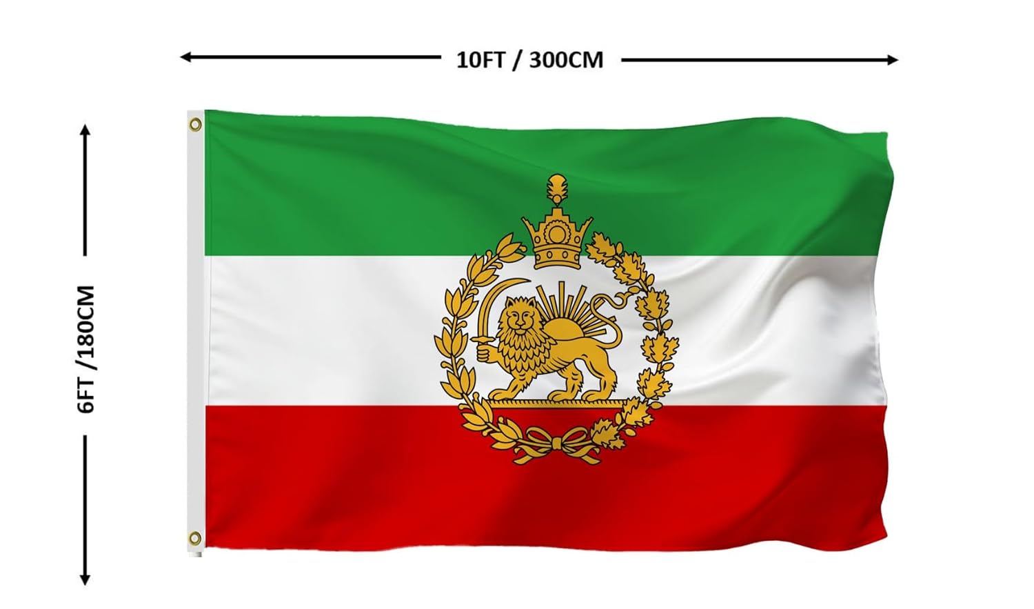 Detalle 2 de ESNENLH Old Iran Flag, 180 x 300 cm Polyester Banner with Lion and Sun