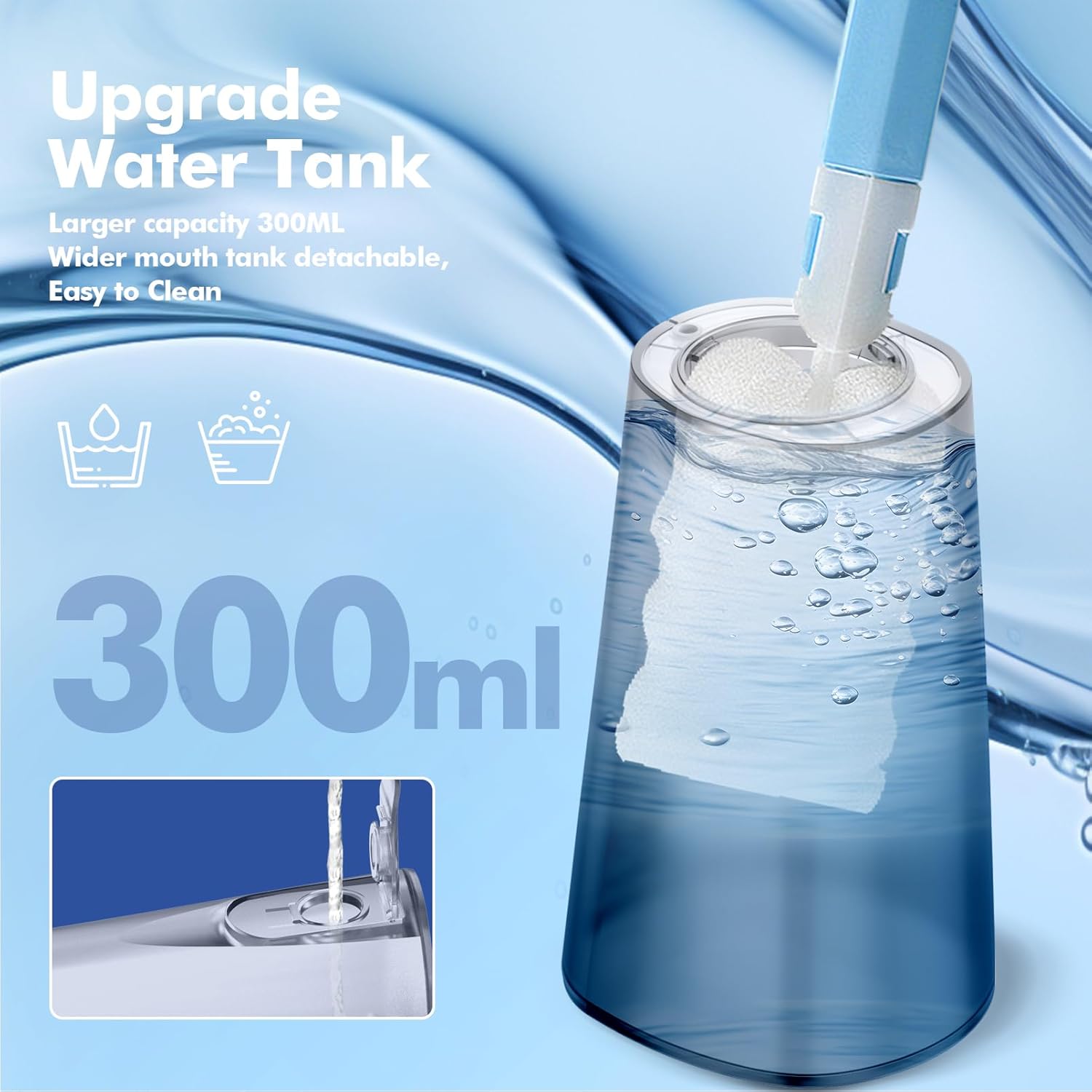 Thumbnail 3 de Bezvoi Kabellose Munddusche – 5 Modi, 300 ml Tank, IPX7, 6 Düsen, USB-C