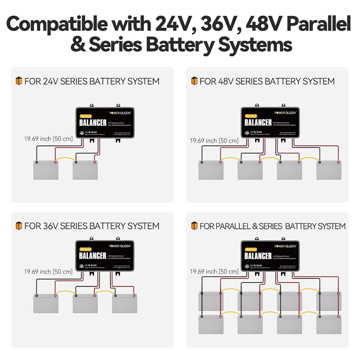 Detalle de Power Queen 48V (4 × 12V) Battery Equalizer for 24V, 36V and 48V Banks