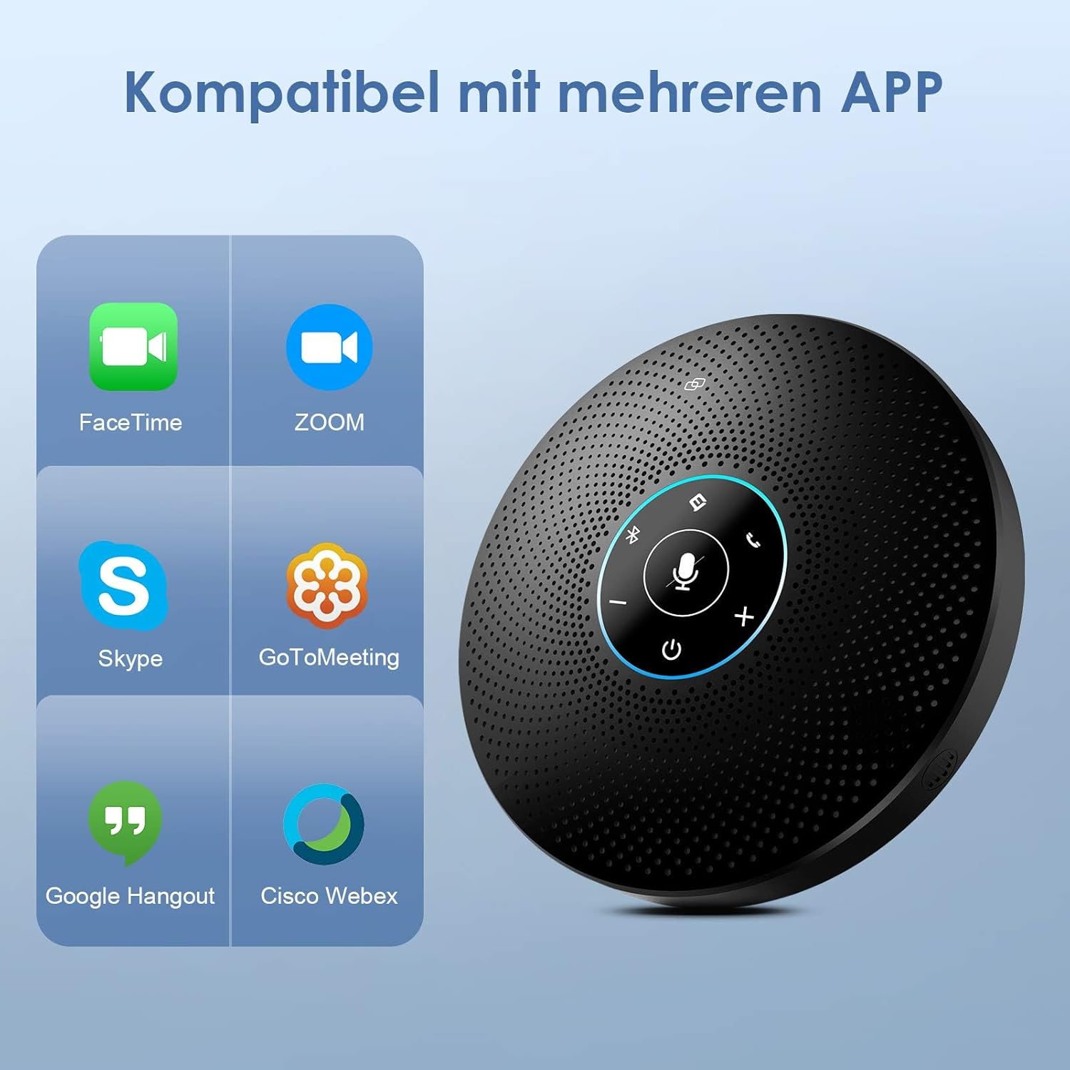 Detalle de EMEET Bluetooth Konferenzlautsprecher M2 Max – USB Freisprecheinrichtung mit 4 Richtmikrofonen für Teams & Zoom