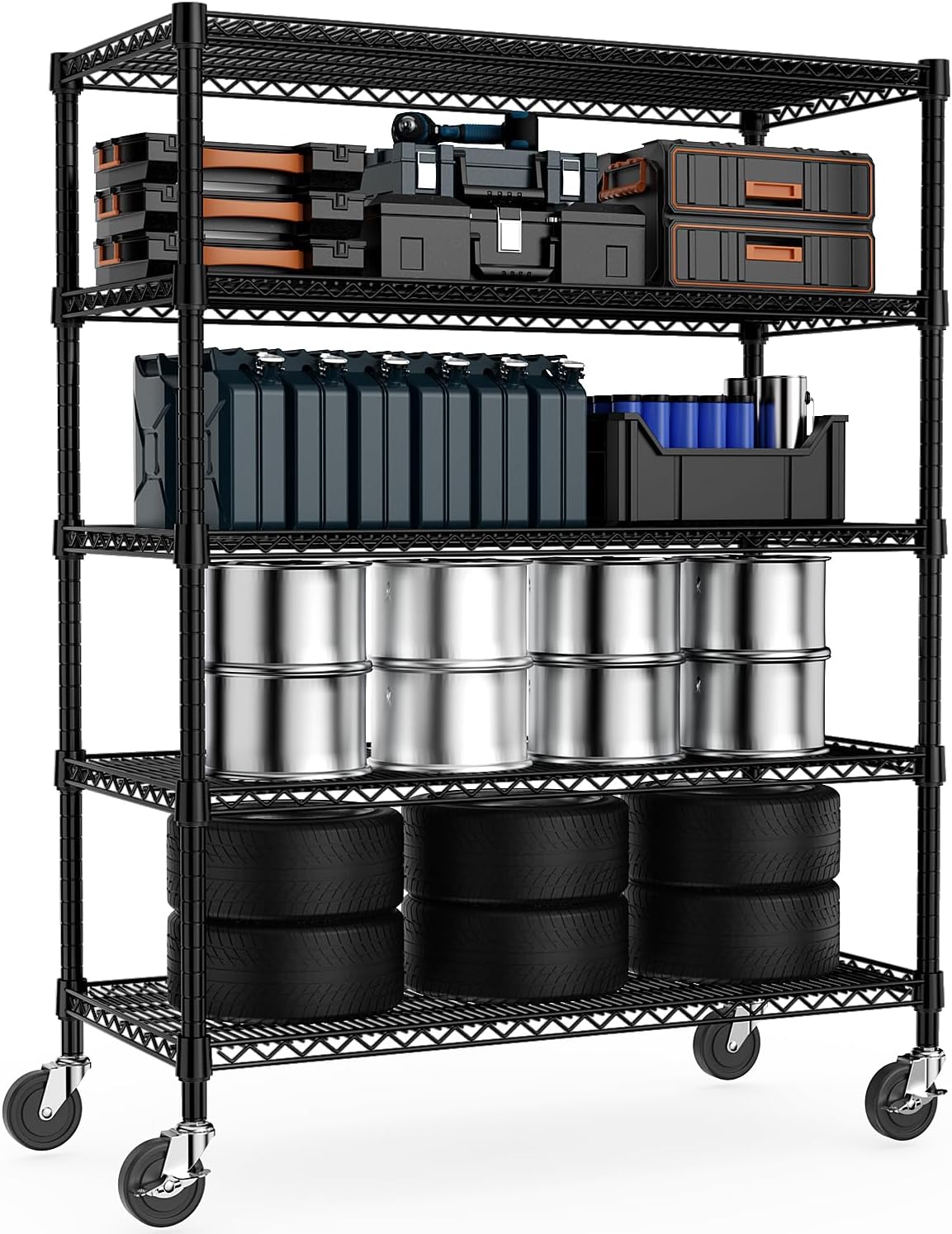 Detalle de M MZG A60135180BKI502-AU 5-Tier Metal Shelving Unit, 53.2-Inch Wide