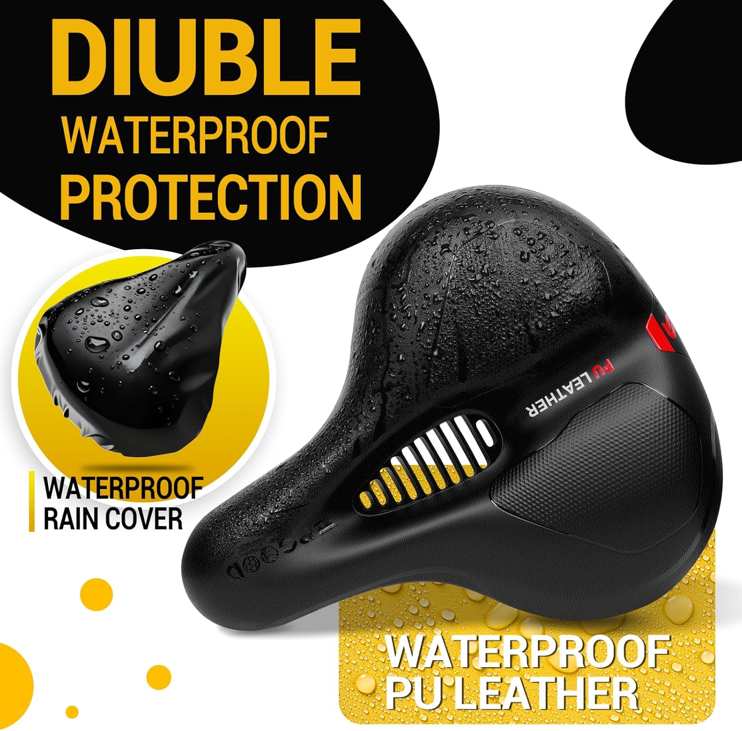 Thumbnail 2 de SPGOOD Fahrradsattel mit Memory-Foam, wasserdichtem Überzug und Universal-Kloben (25 × 21 cm) für City, MTB & Rennrad