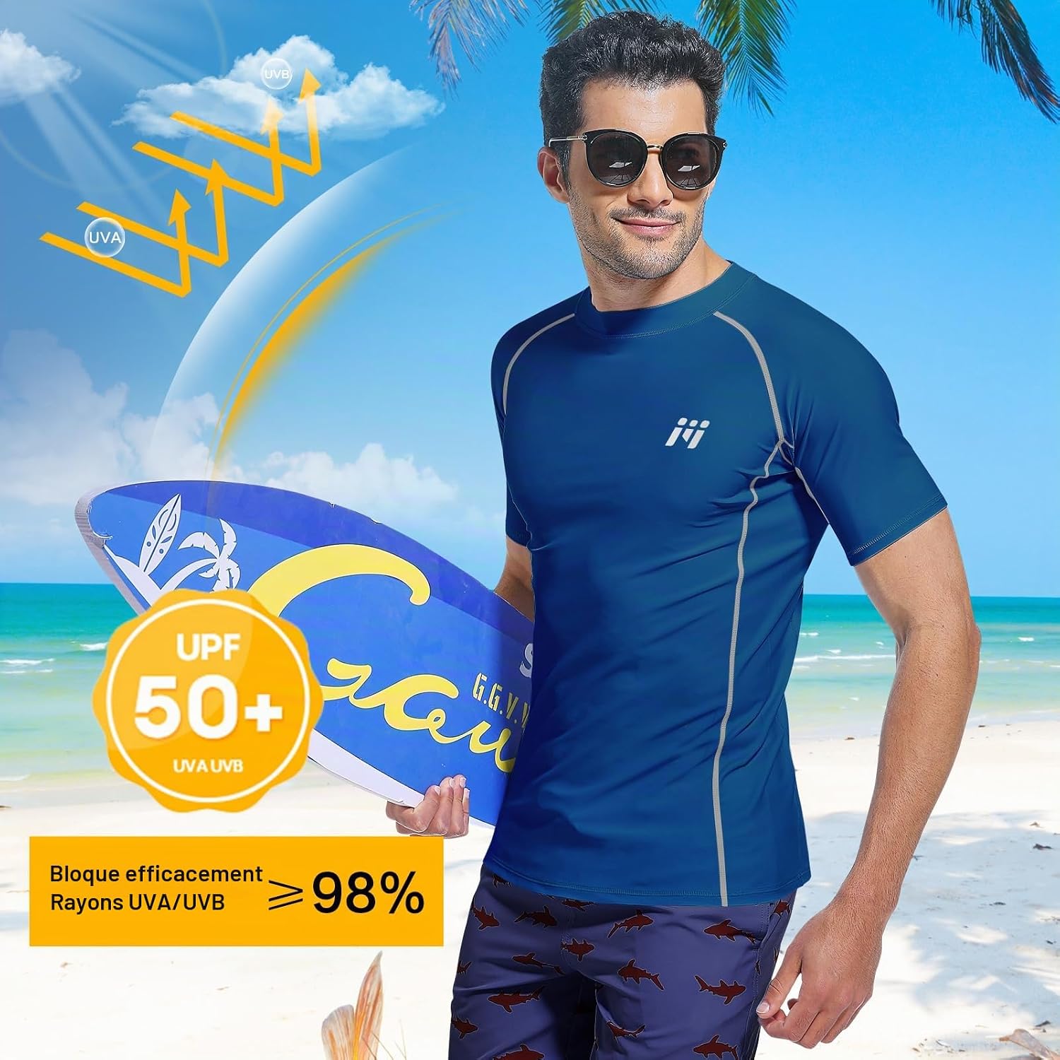 Thumbnail 2 de MEETWEE Rashguard Homme UPF 50+ – Haut de Bain Anti-UV à manches courtes/longues, séchage rapide
