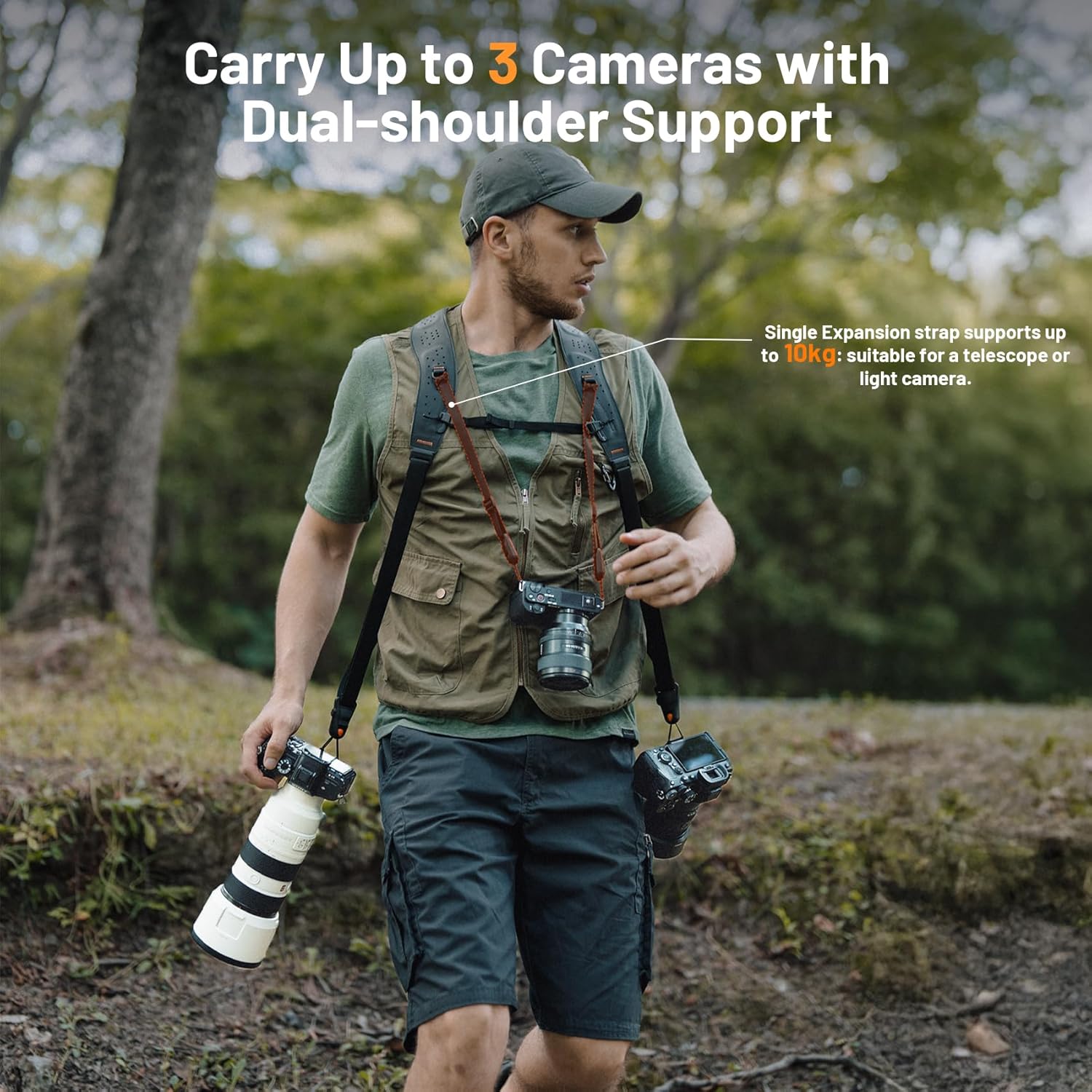 Thumbnail 1 de PGYTECH Camera Strap Master: Leather Dual Shoulder Harness for 3 Cameras
