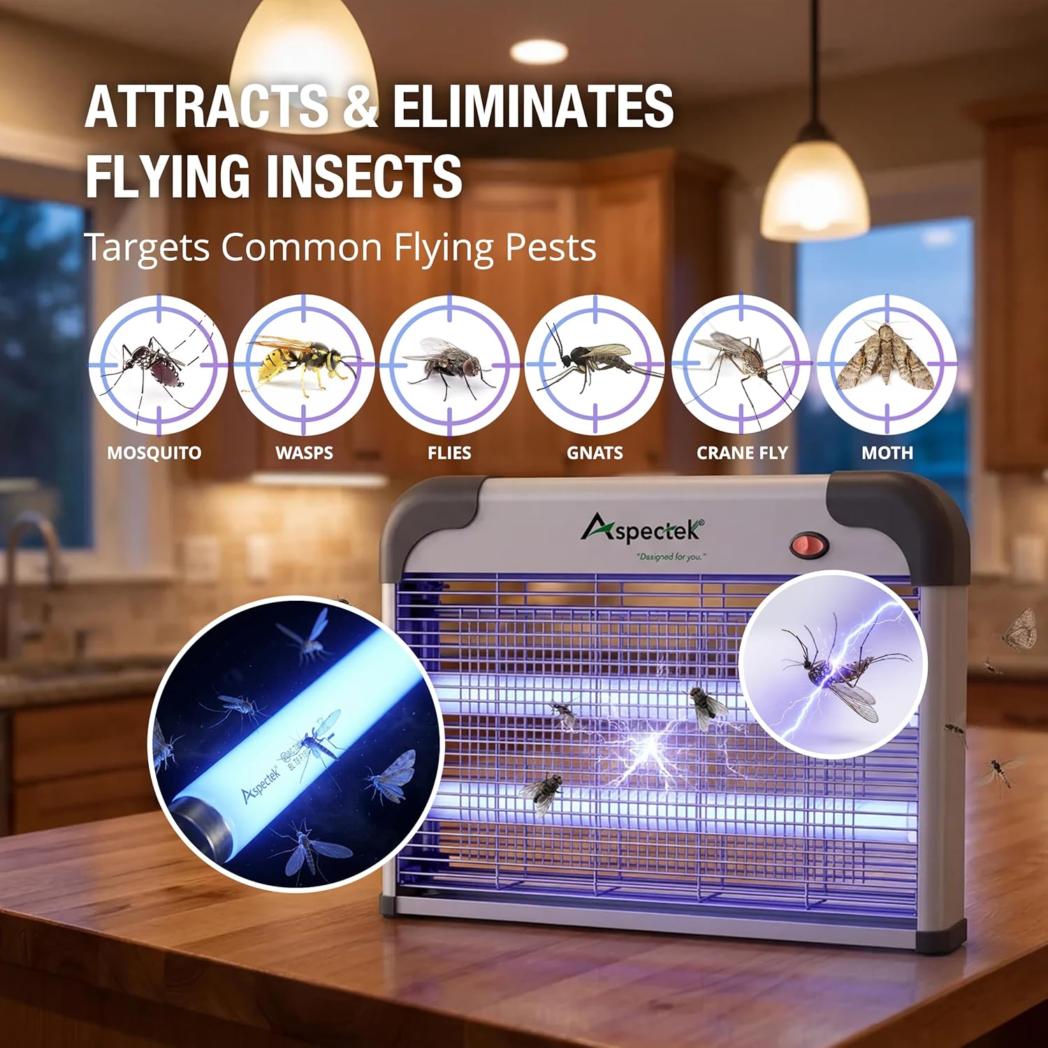 Detalle de ASPECTEK Upgraded 20W Electronic Bug Zapper