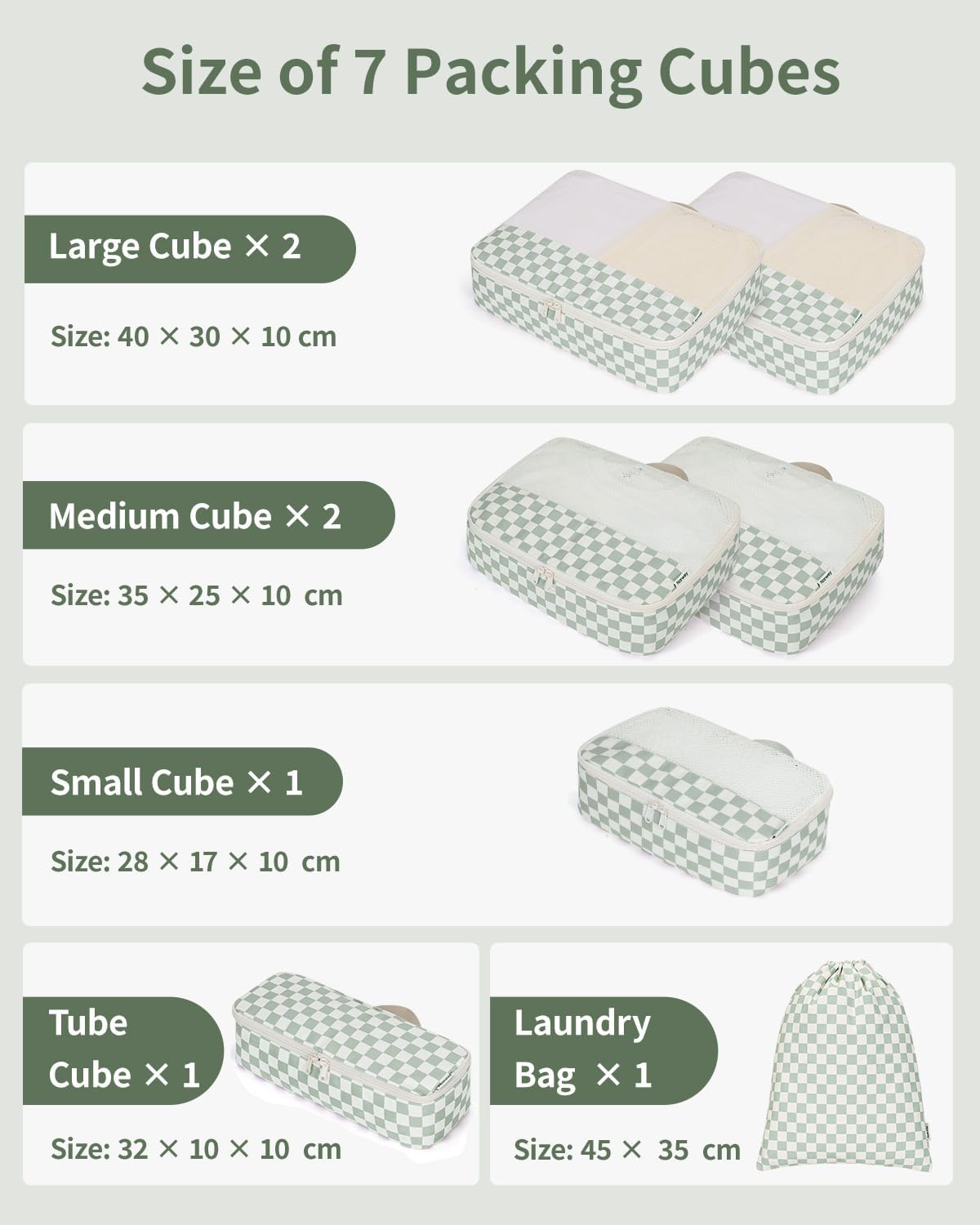 Detalle de Narwey 7 packing cubes set organiser 7 pcs