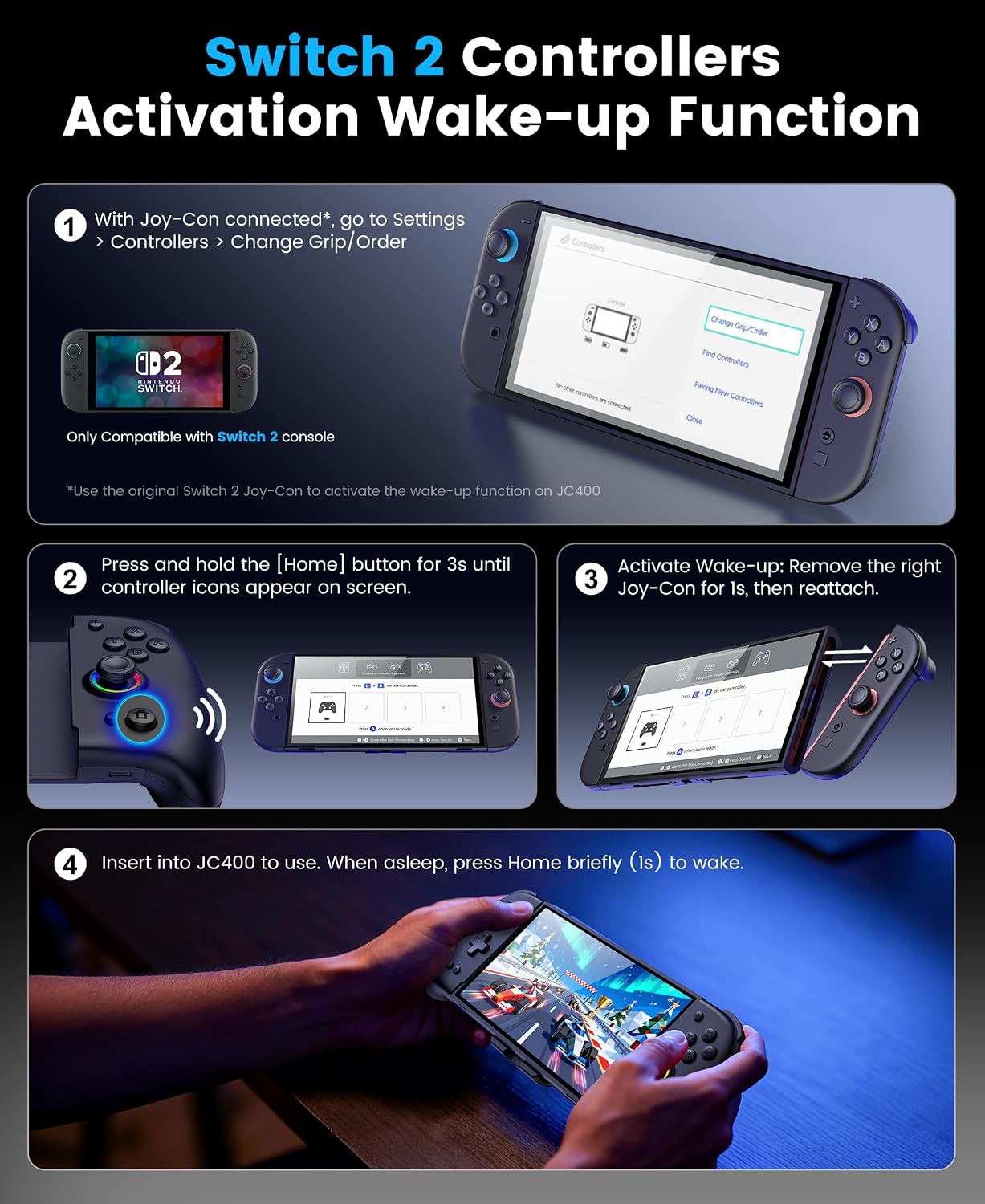Detalle de Gammeefy Wireless Switch Controller with Hall Effect Joysticks