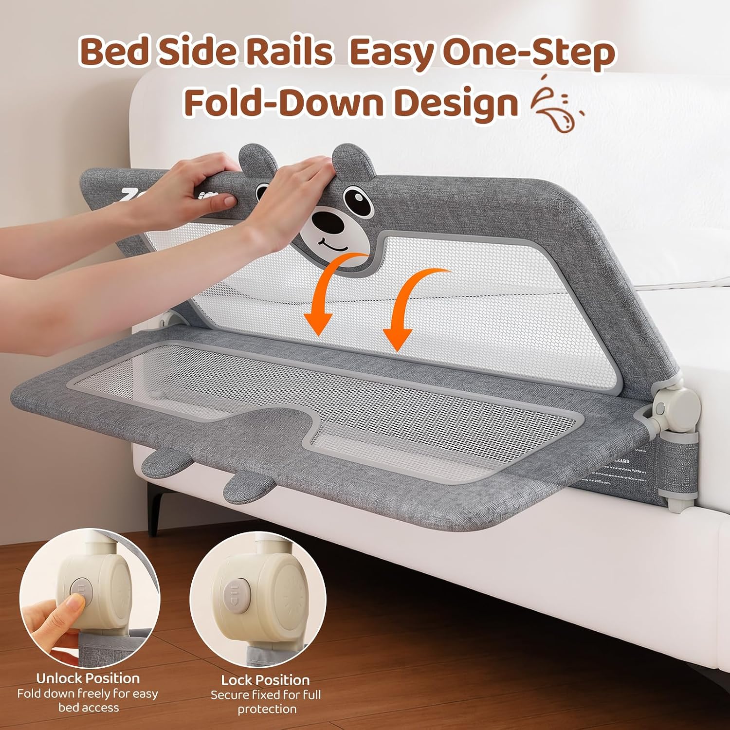 Detalle 2 de Toddler Bed Rail, 59-Inch Foldable Design