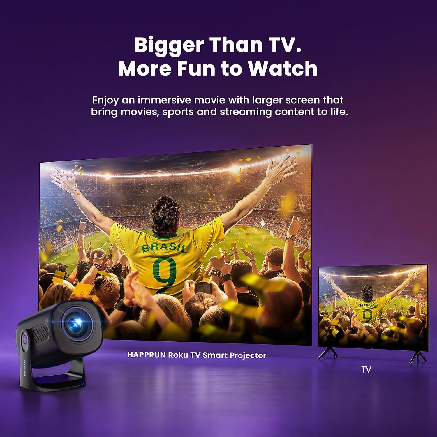 Thumbnail 3 de HAPPRUN K200 Series Roku Smart Projector, 720p, Wi-Fi and Bluetooth