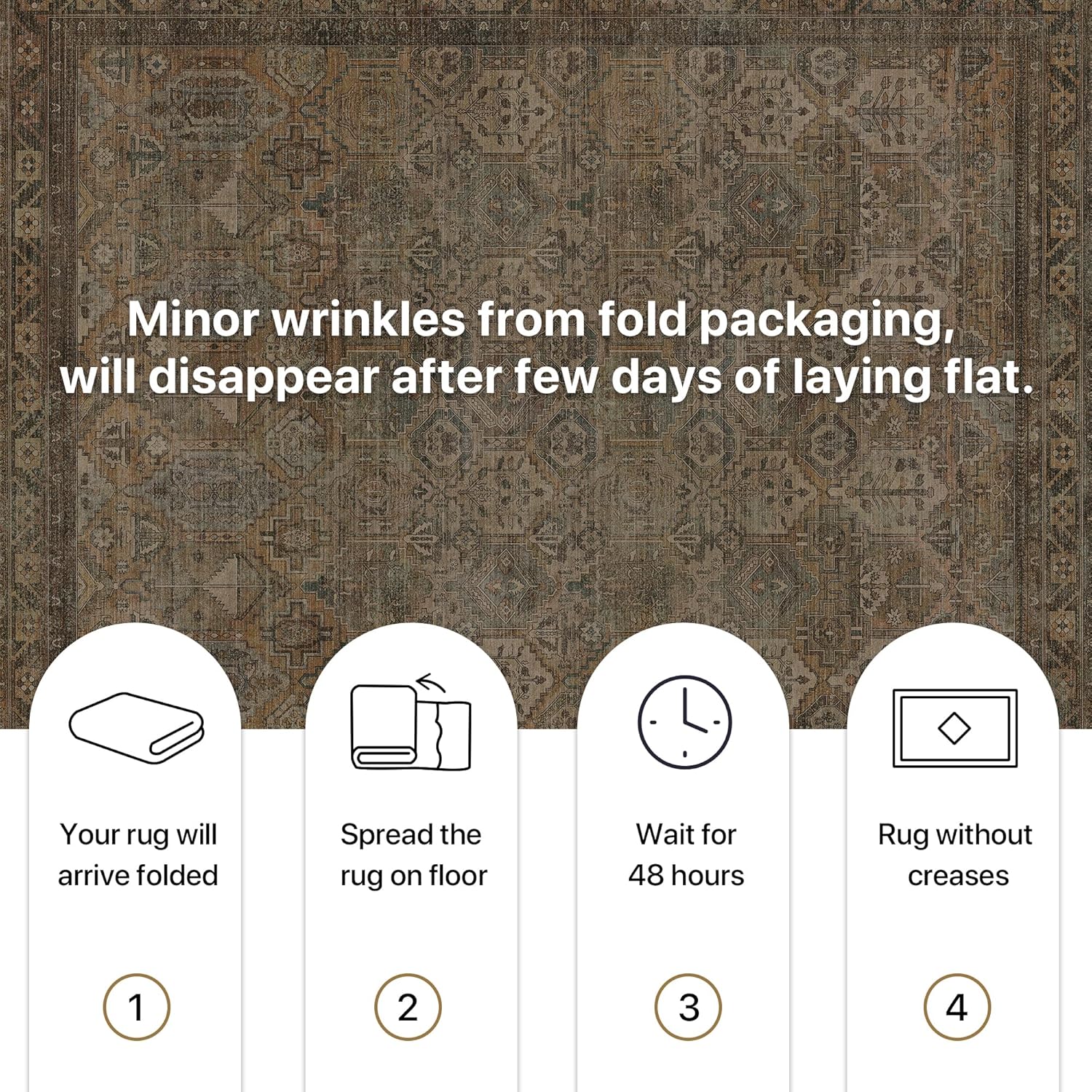 Thumbnail 5 de BEIMO 200x290cm Olive Green Vintage Boho Area Rug