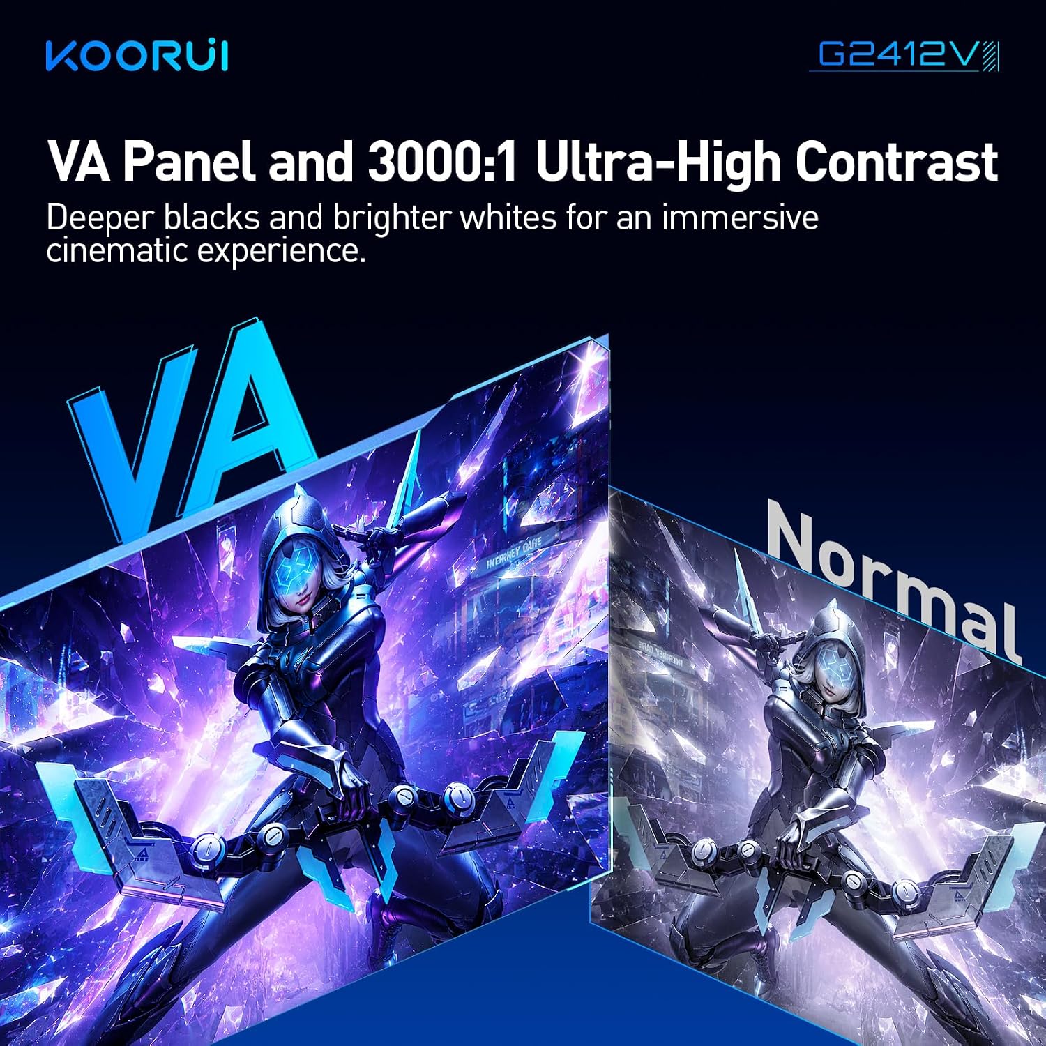 Thumbnail 2 de KOORUI 24" Gaming Monitor (240Hz, 1ms) with FHD HDR400, VA Panel, Adaptive Sync, HDMI 2.0 + DP 1.4