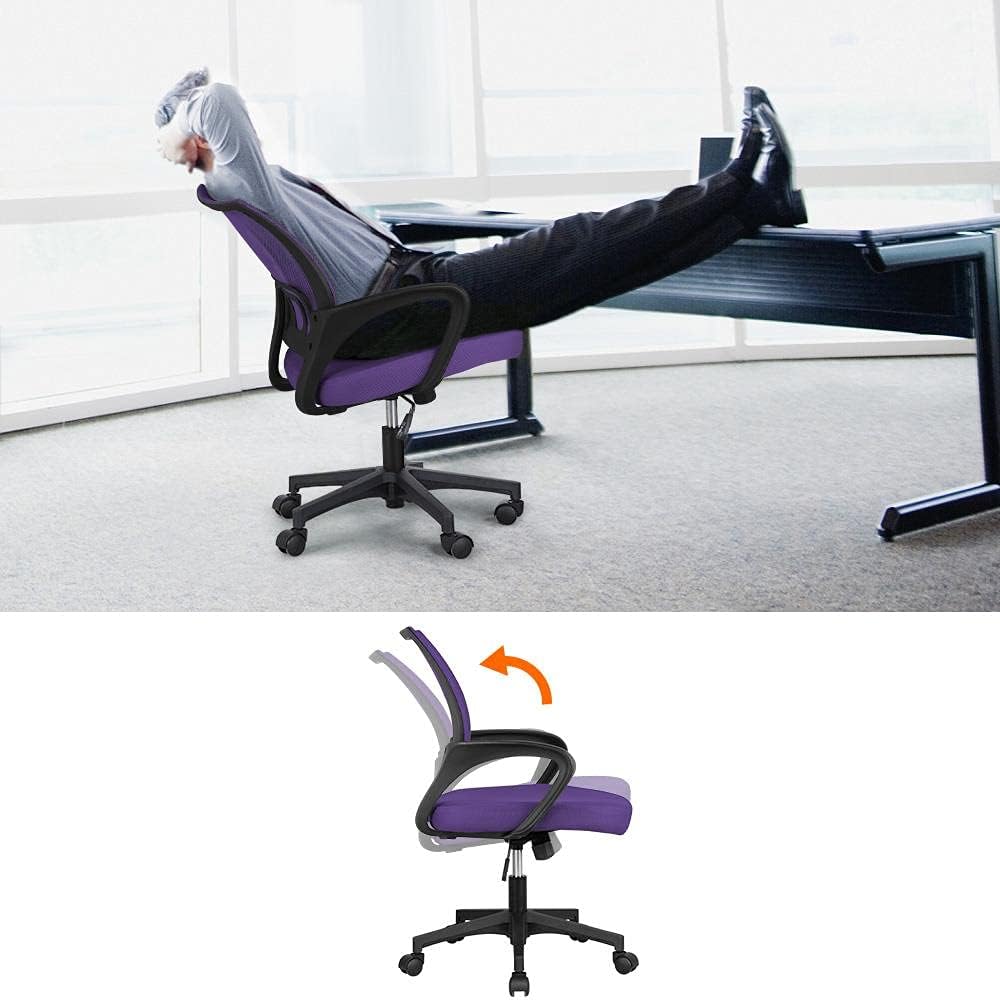 Detalle de Yaheetech Sedia da Ufficio Ergonomica a Rotelle con Schienale in Rete, Braccioli e Altezza Regolabile – Viola