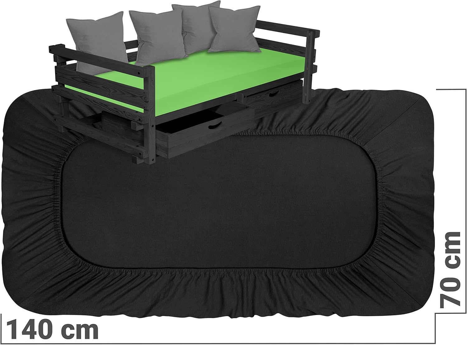 Thumbnail 2 de Emily's Check Housse de couette universelle – noir, 70 x 140 cm