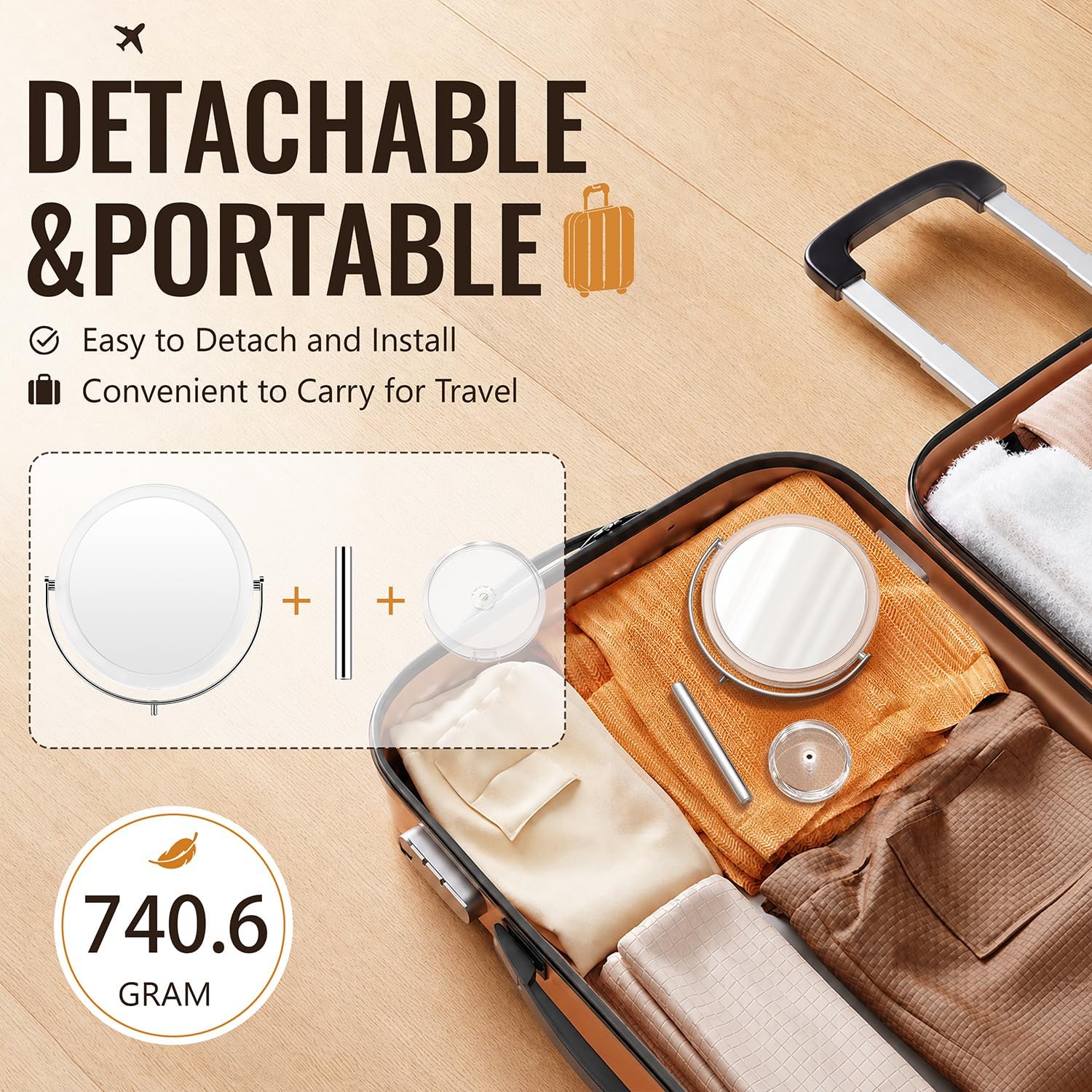 Thumbnail 6 de Auxmir 1X/30X Double-Sided Make-Up Mirror, 20 cm, 360° Rotation