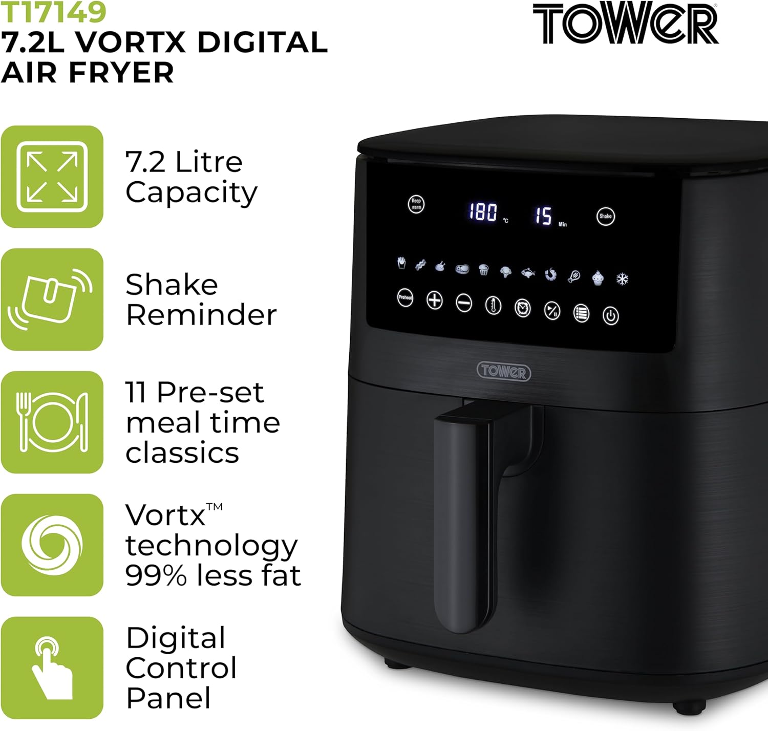 Detalle 2 de Tower T17149 Vortx 7.2L Digital Air Fryer