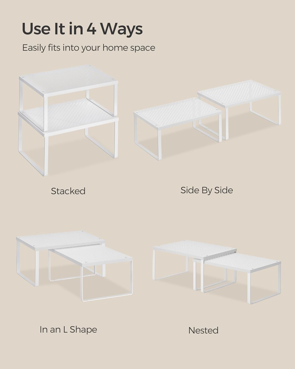 Thumbnail 6 de SONGMICS KCS01WT Stackable cupboard organisers (set of 2)
