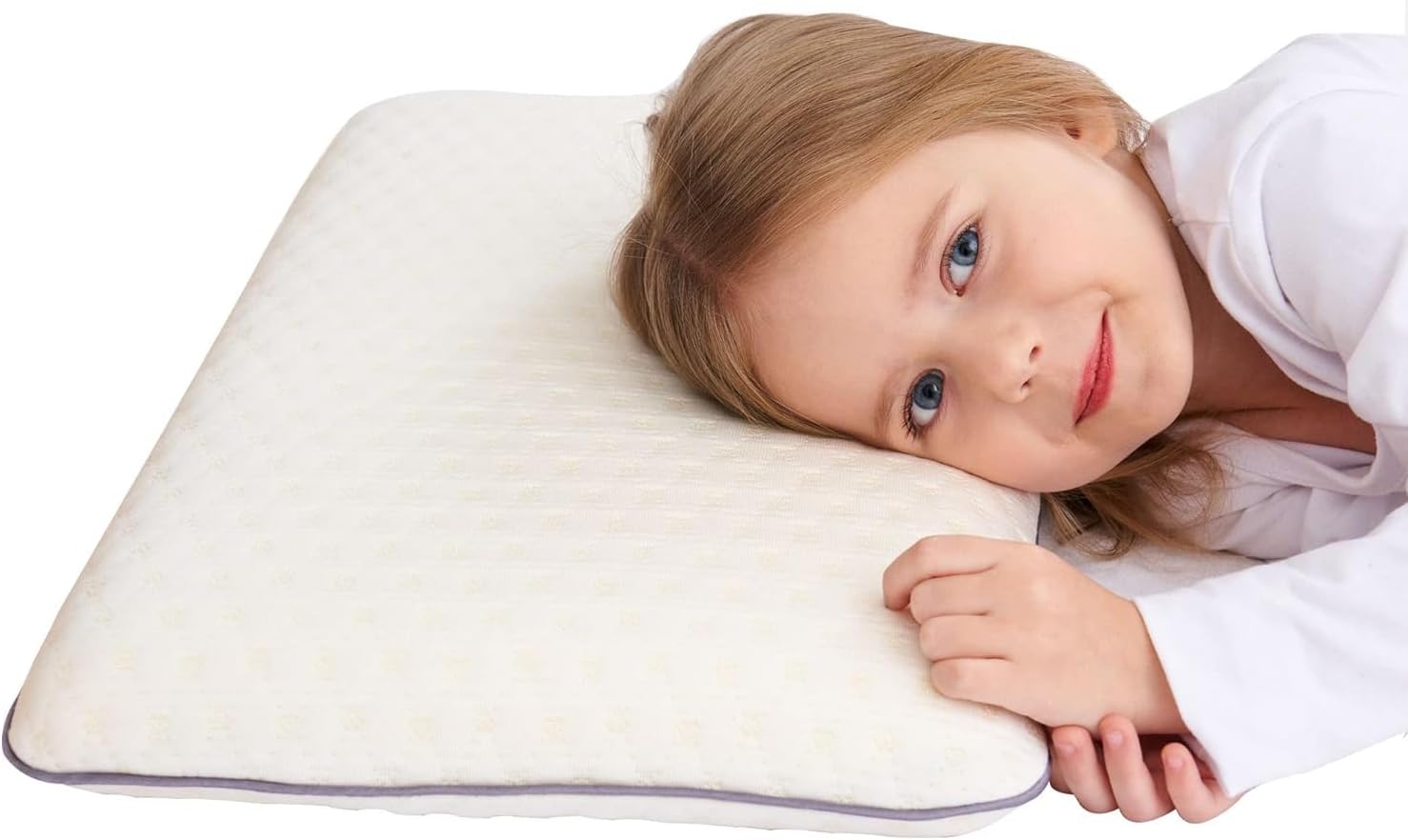 Detalle de Oreiller pour bébé et jeune enfant – Soutien doux pour la tête plate, mousse mémoire améliorée (19,69 × 11,81 × 1,18 po)