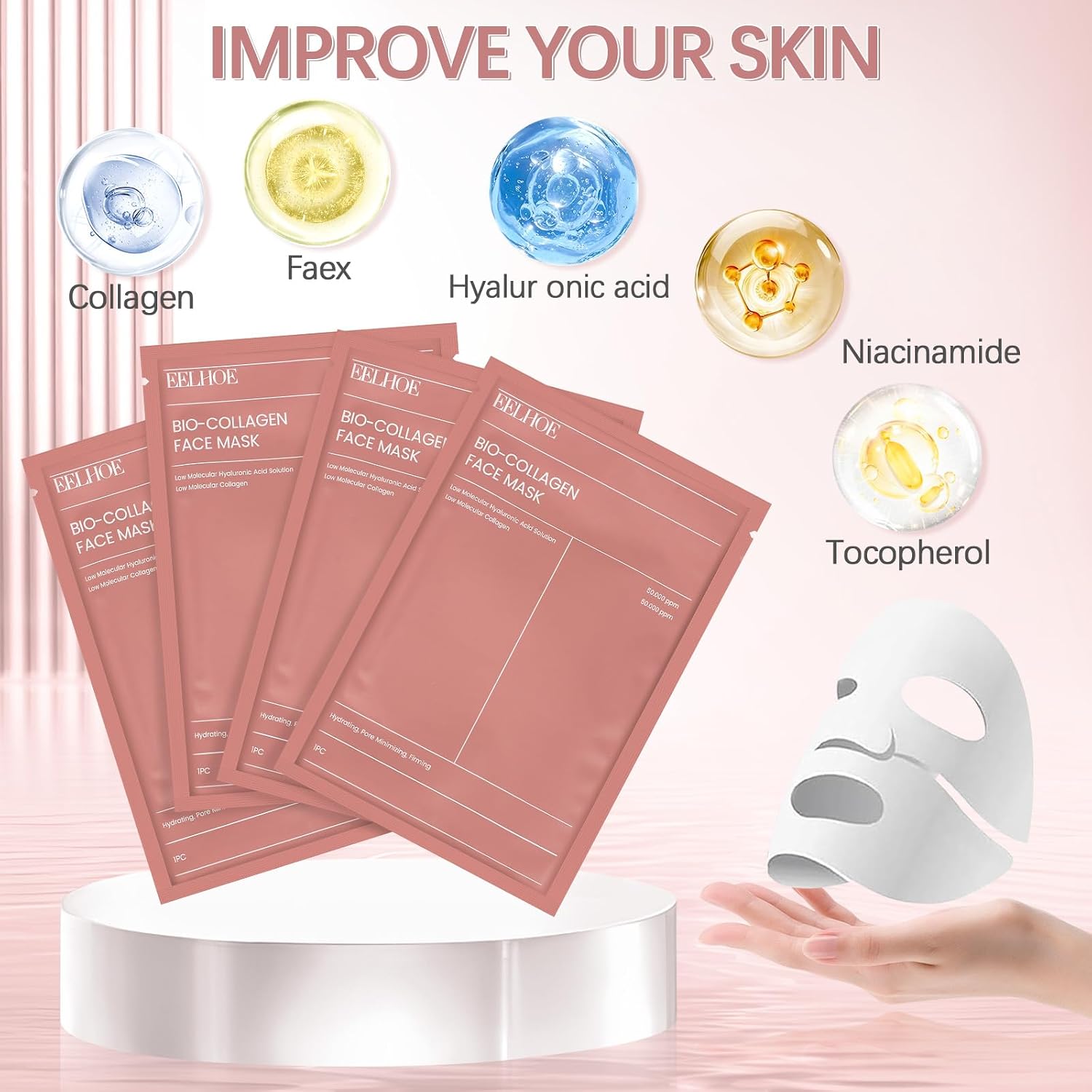 Detalle 2 de Collagen Mask 5 pezzi Maschera collagene viso