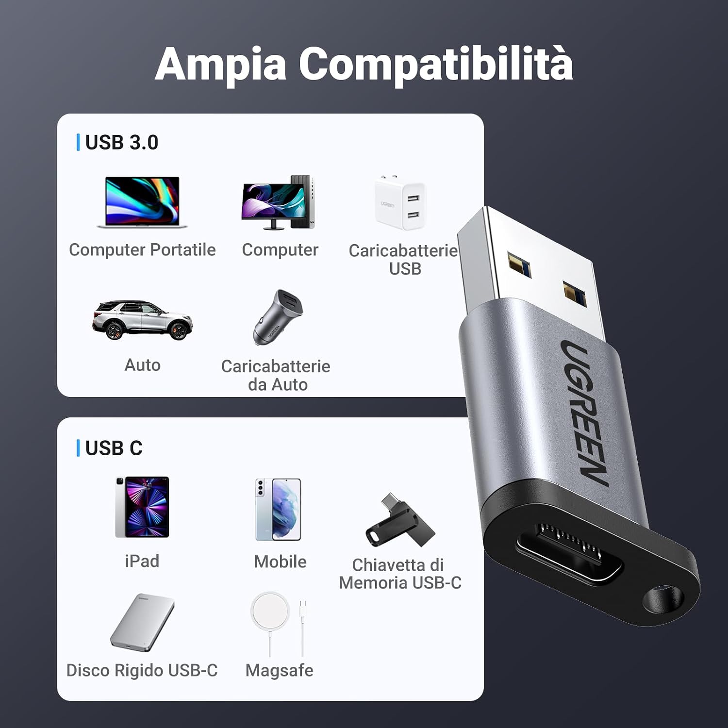 Thumbnail 6 de UGREEN Adattatore Tipo C USB 3.0 OTG 5Gbps 2 pezzi