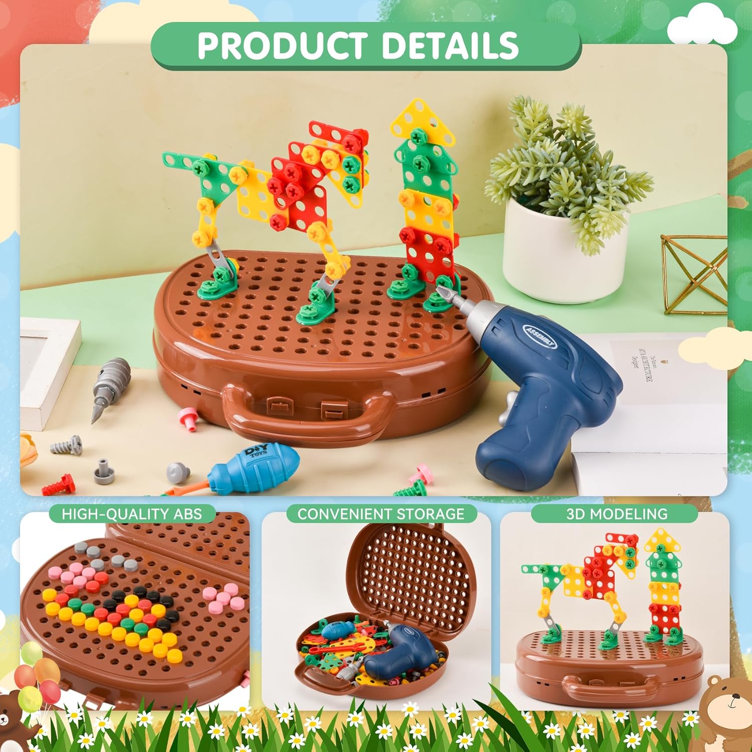 Thumbnail 2 de DAOUZL Giocattoli Montessori: Scatola Giocattolo con Trapano Elettrico e Kit Attrezzi per Bambini 3–12 Anni