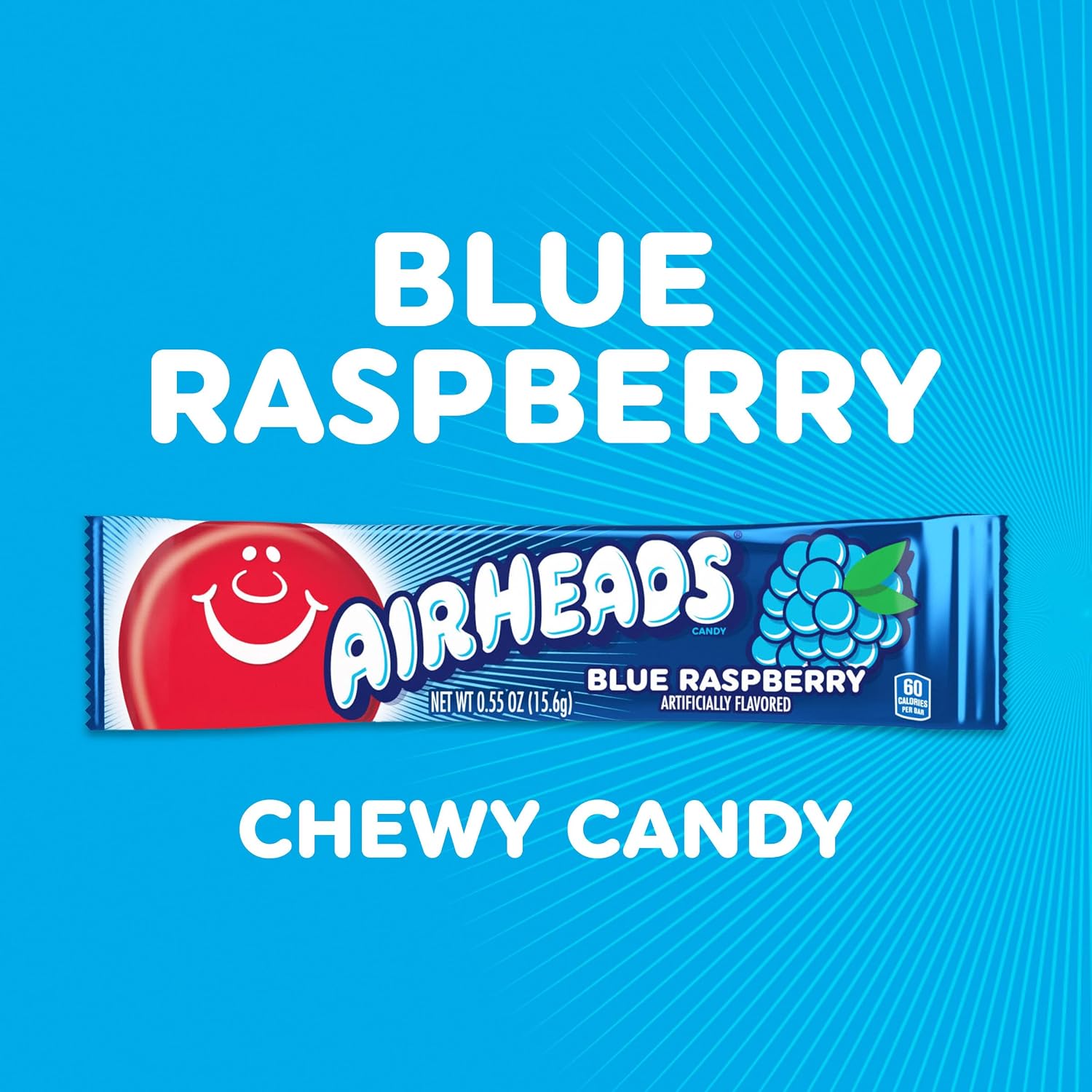 Detalle 2 de Airheads 73390002206 Blue Raspberry Taffy Candy Bars, 36 Count