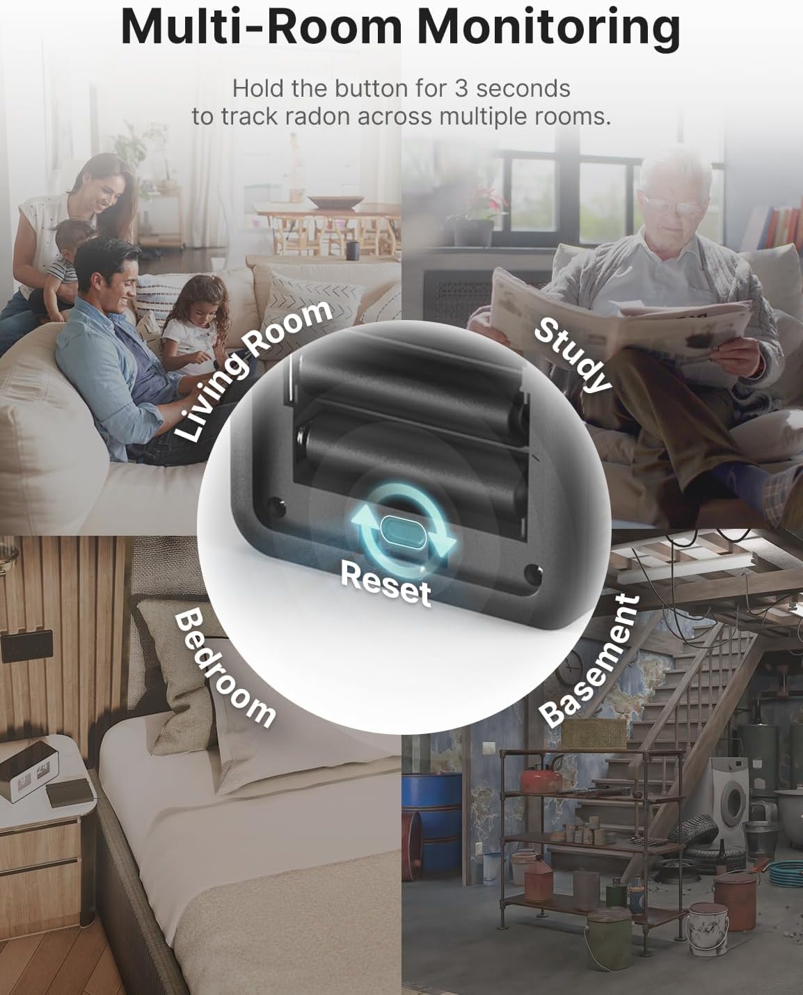 Thumbnail 4 de X-Sense XR0A-SR Radon Detector with LCD, Continuous Monitoring and Battery Power