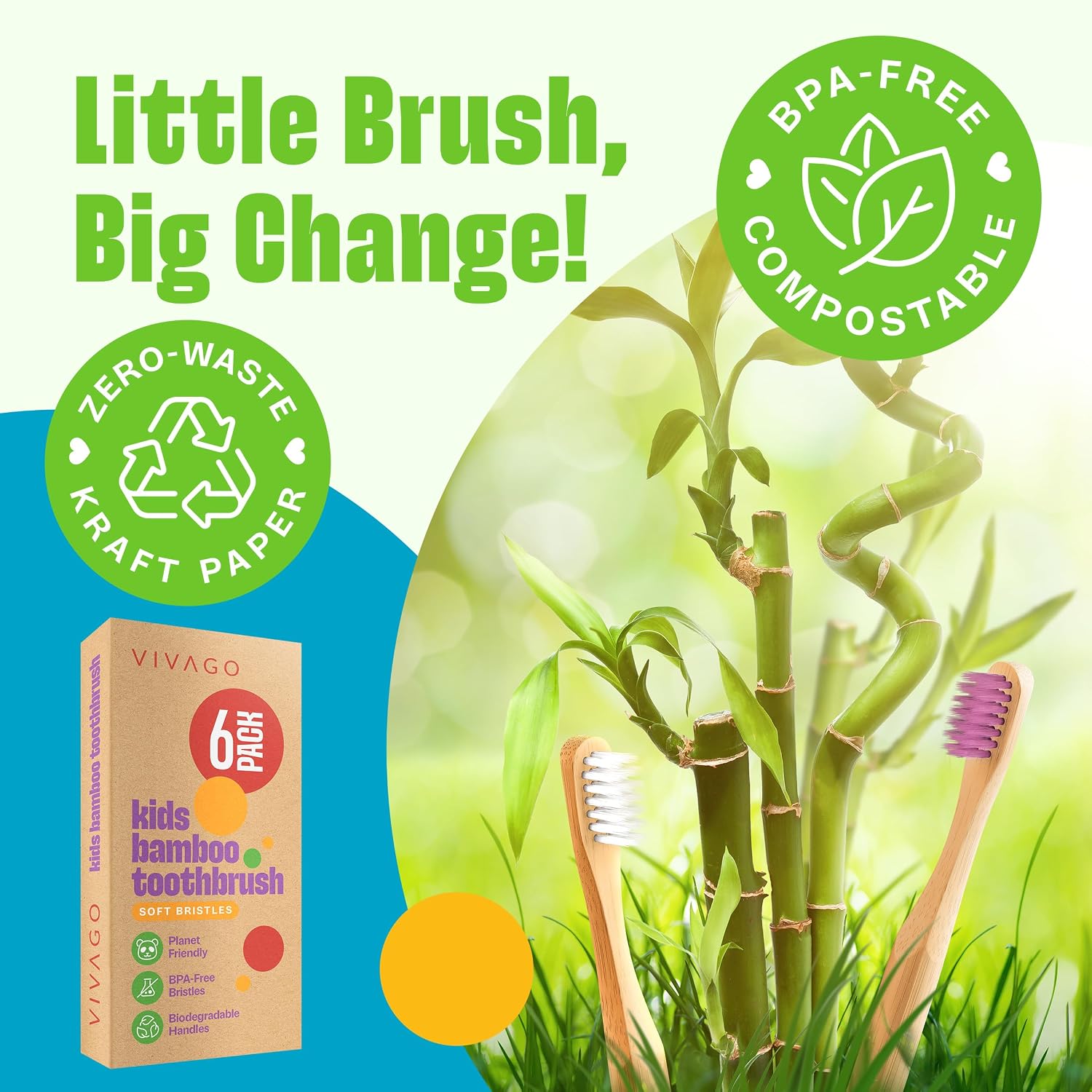 Thumbnail 5 de VIVAGO Kids Toothbrush 6 Pack