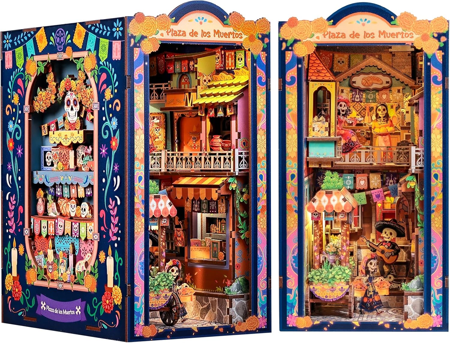 Detalle de CUTEBEE Book Nook Kit - Mexican Fiesta Day of the Dead LED Miniature Dollhouse