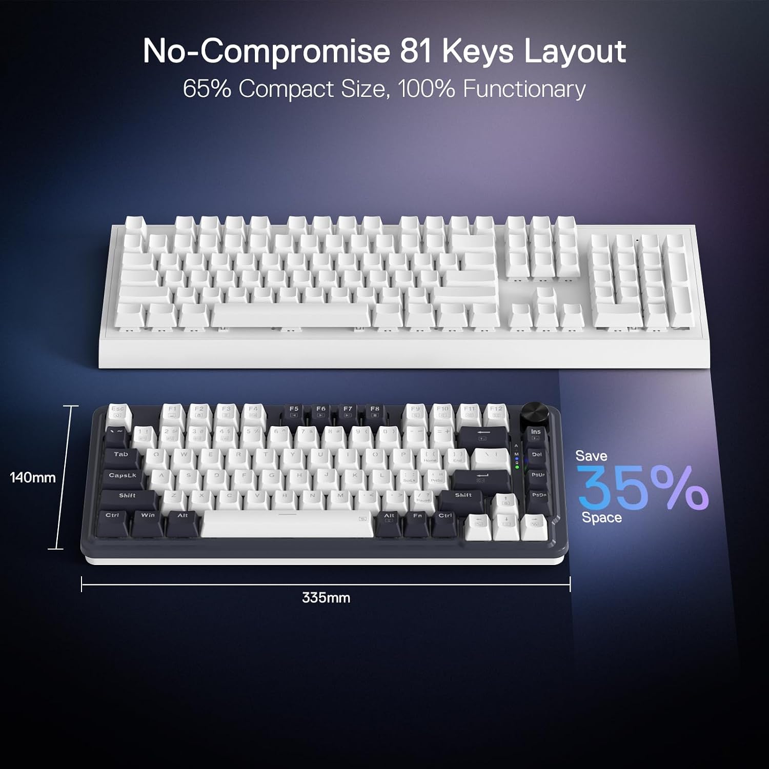 Detalle de Redragon K673 PRO 75% Wireless Gasket RGB Mechanical Keyboard (81 keys, hot-swap, linear Red switches)