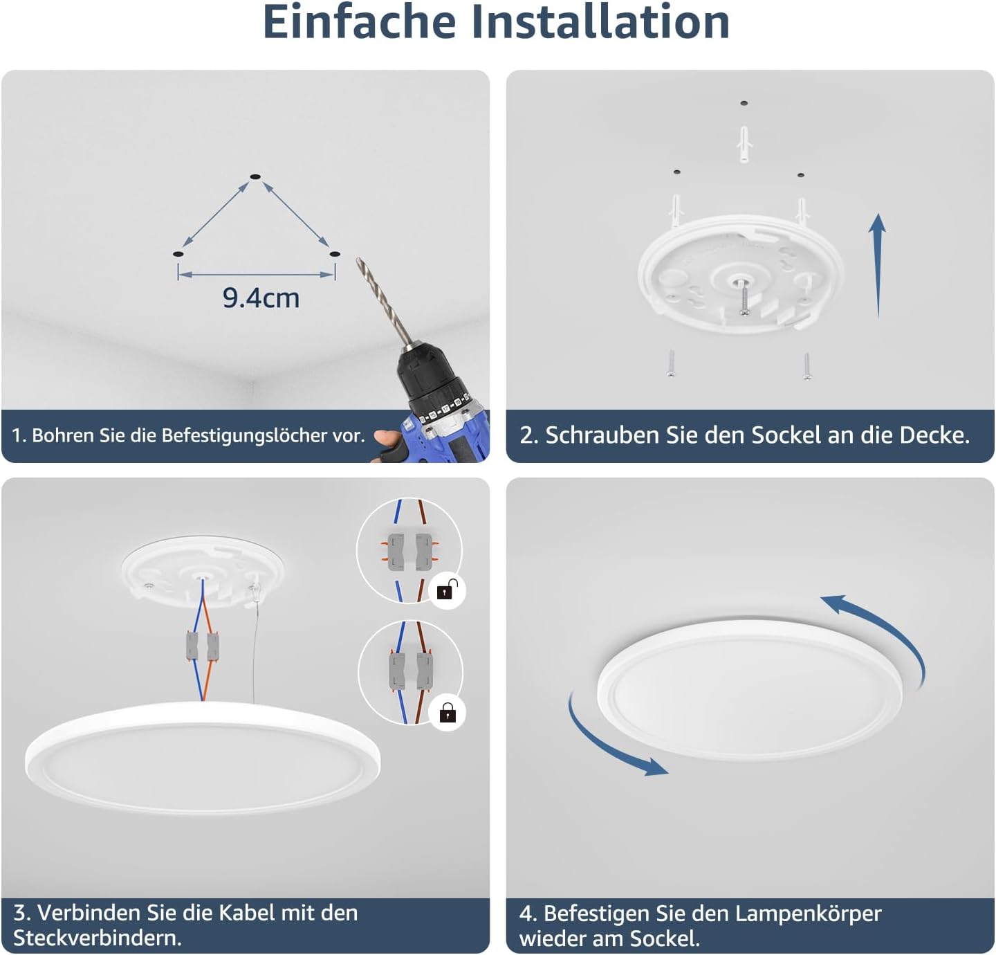 Thumbnail 4 de Lepro Deckenlampe 24W IP44 – Wasserfeste Deckenleuchte mit 5000K, 2400 lm Ø29,3 cm