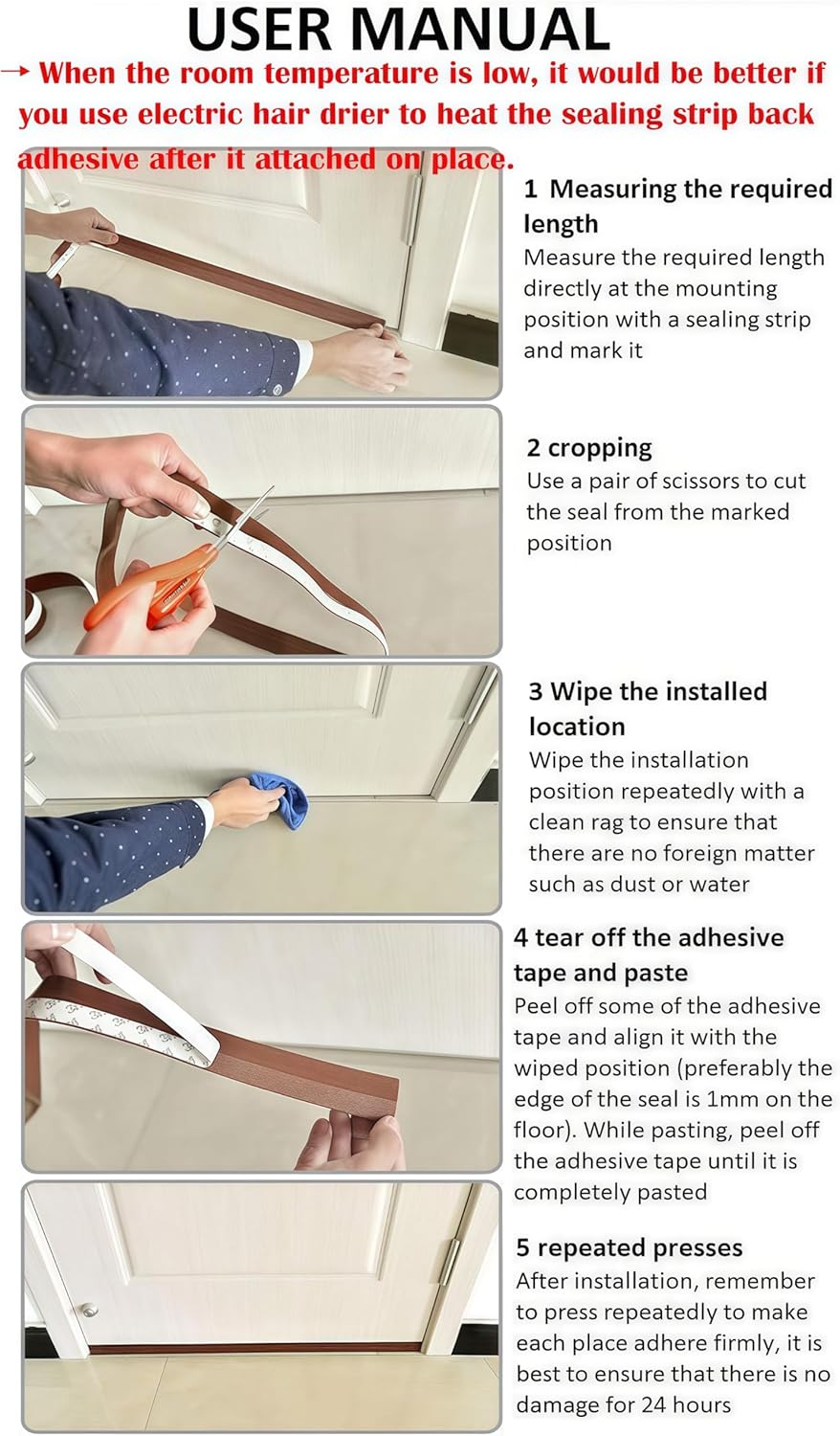 Thumbnail 4 de Silicone Seal Door Strip Bottom 8m (35mm) ๐ช