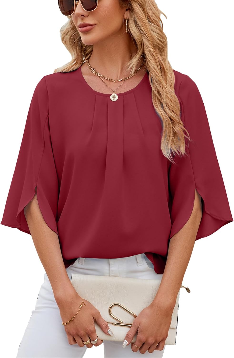 Thumbnail 5 de LEKOPUR Bluse Damen 3/4 Arm – Elegante Chiffon-Bluse aus Polyester