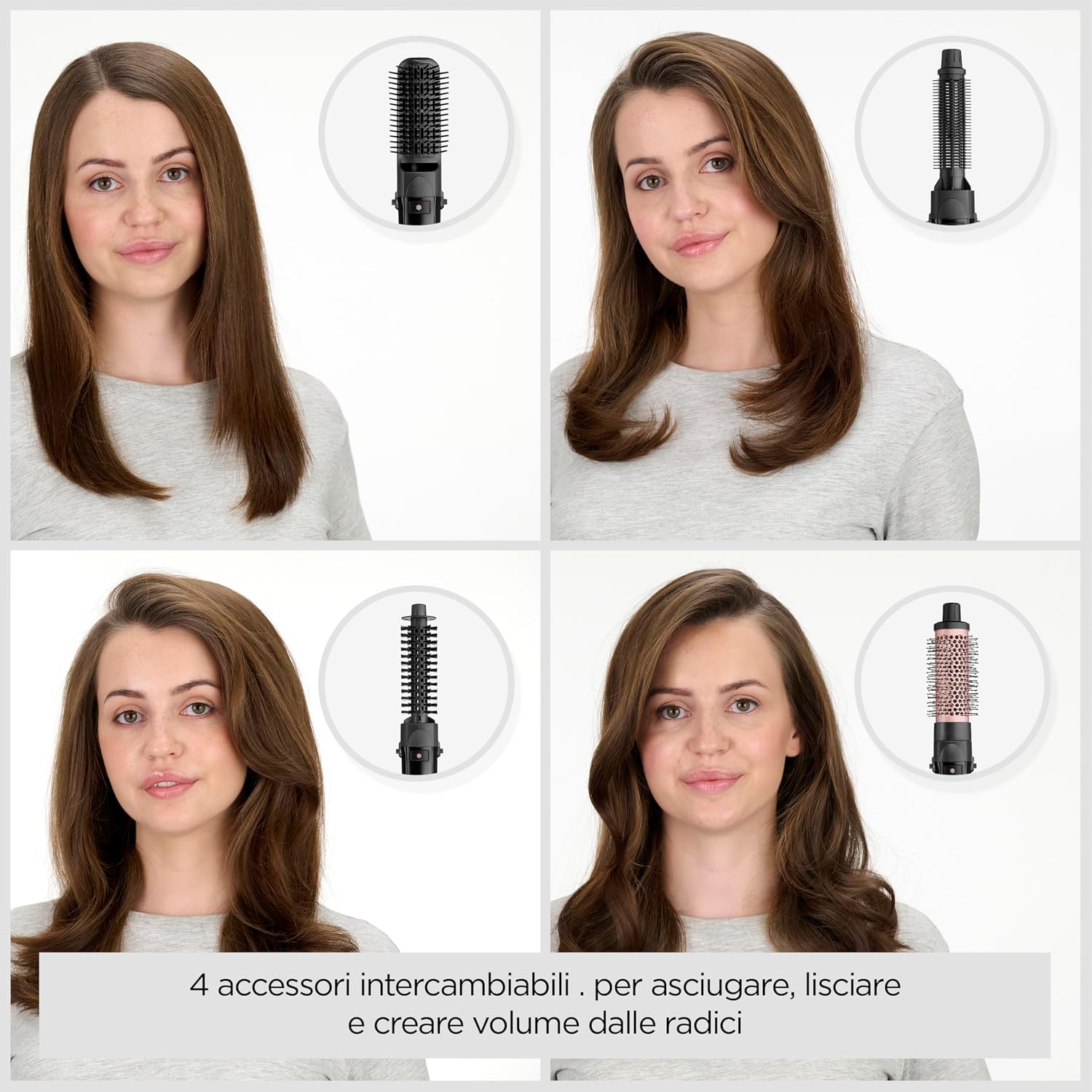 Detalle 2 de BaByliss Smooth Style AS122E: spazzola ad aria calda 1200W con 4 accessori e tecnologia ionica anti-crespo