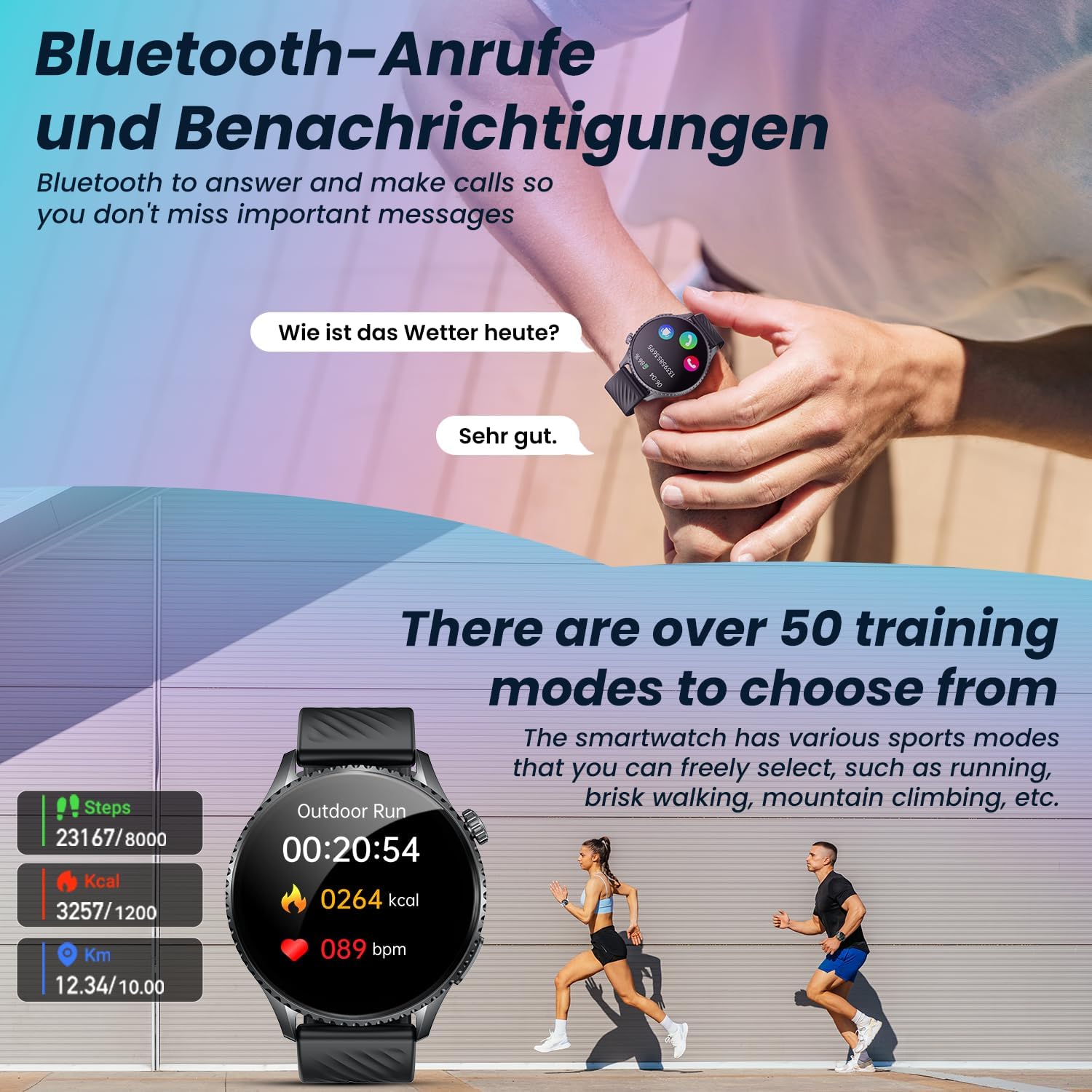 Detalle de Montre Connectée Homme Sport – Écran AMOLED 1,56'' avec ECG, Bluetooth 5.3 et Suivi Santé Pro (HRV, Glycémie estimée, sommeil)