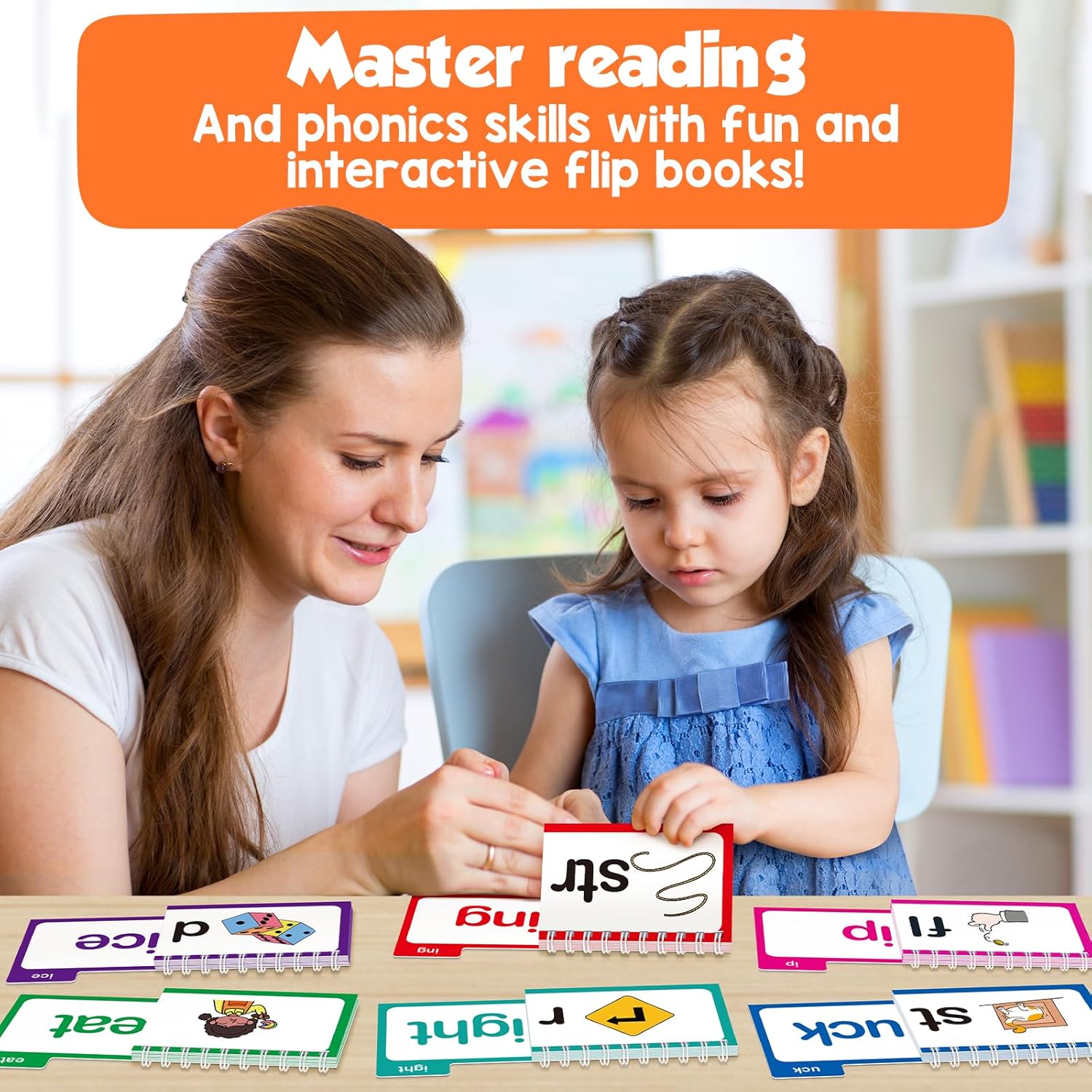 Thumbnail 4 de Phonics Flash Cards Word Family Build Book (30 Flip Books) for Kindergarten Reading Practice