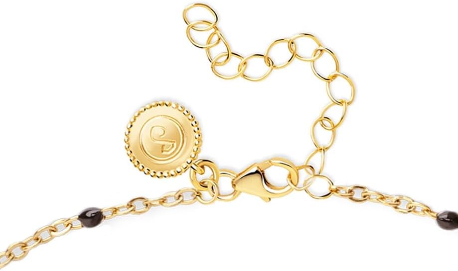 Detalle de SINGULARU Collana Dots L Black Enamel in Acciaio con Finitura Oro 18Kt – Lunghezza Regolabile